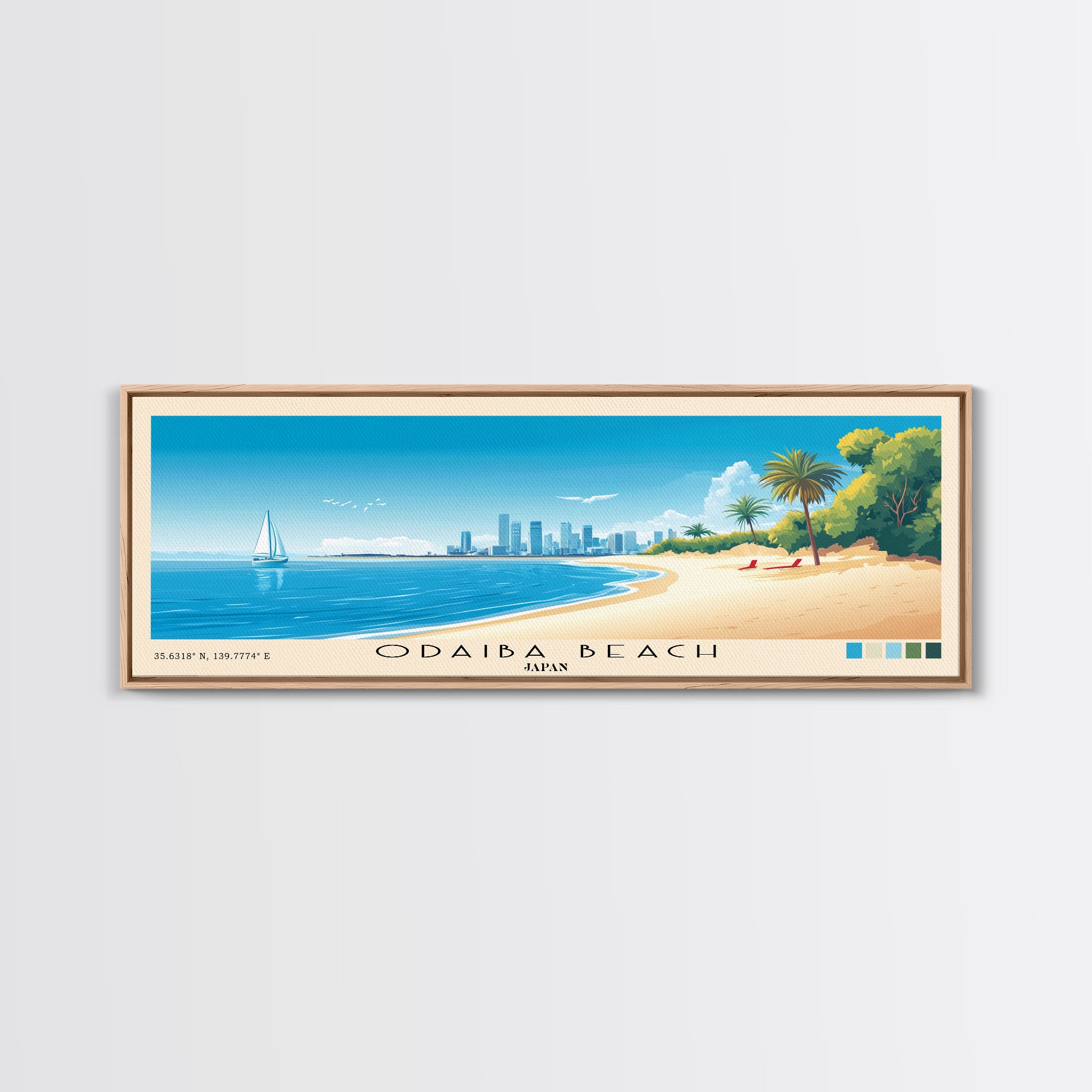 Odaiba Beach, Japan Panoramic Beach Print, Vacation Gift, Japan Wall A ...