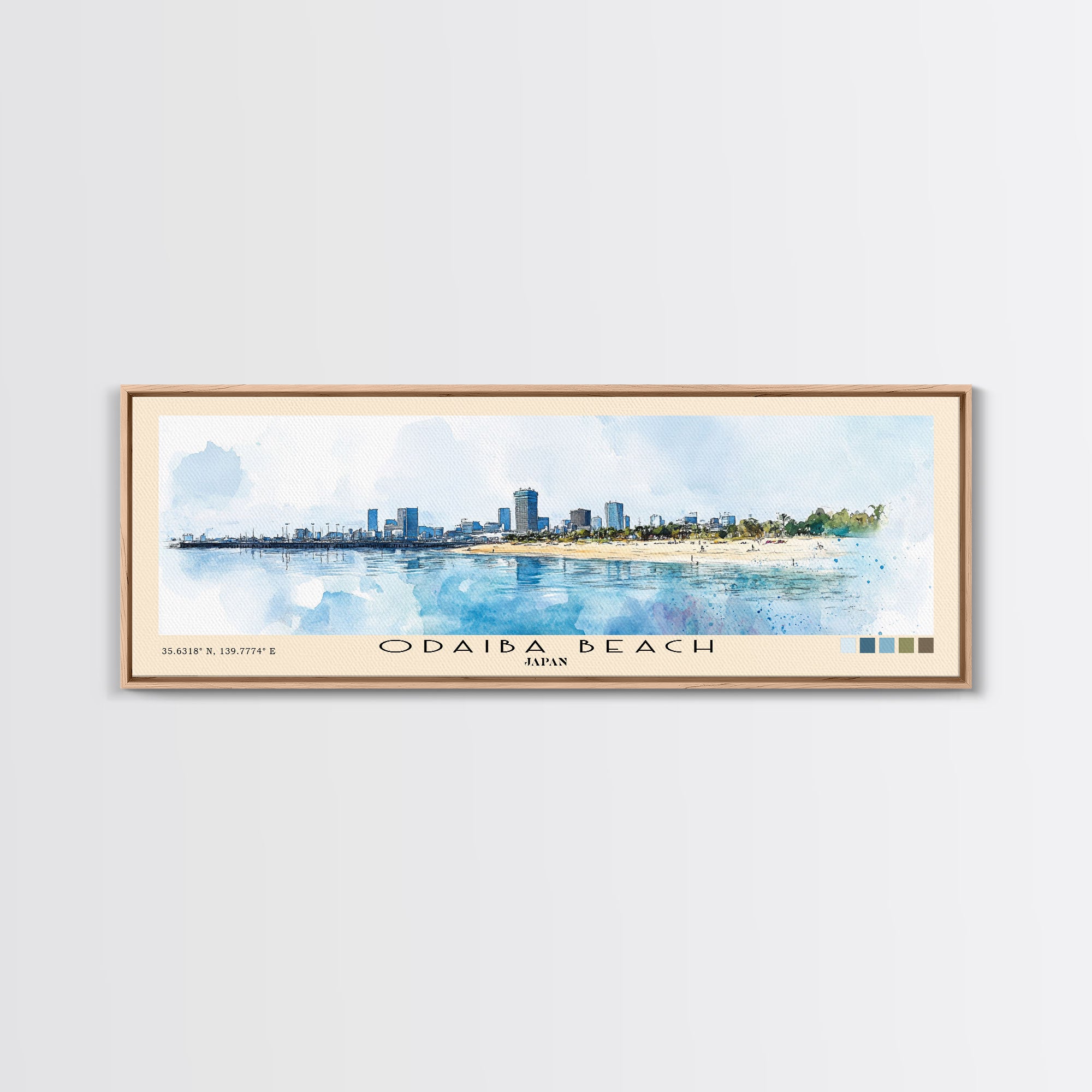 Odaiba Beach, Japan Watercolor Print, Vacation Gift, Japan Wall Art, B ...