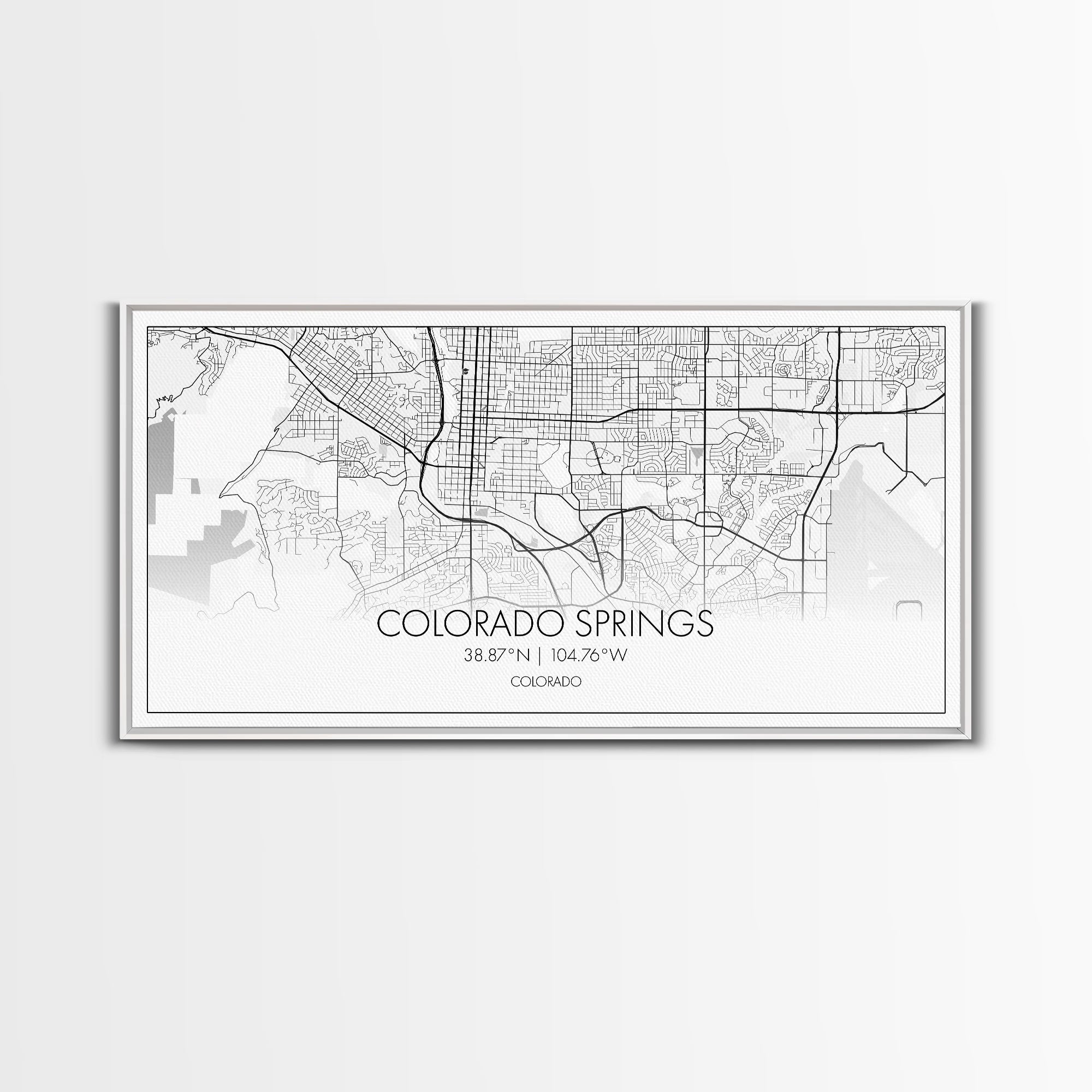 Colorado Springs Street Map, Colorado Map, Map Print, Modern Art, Wall Art, Canvas Art, Grandma Gifts, Classroom Wall Art, Dorm Wall Décor