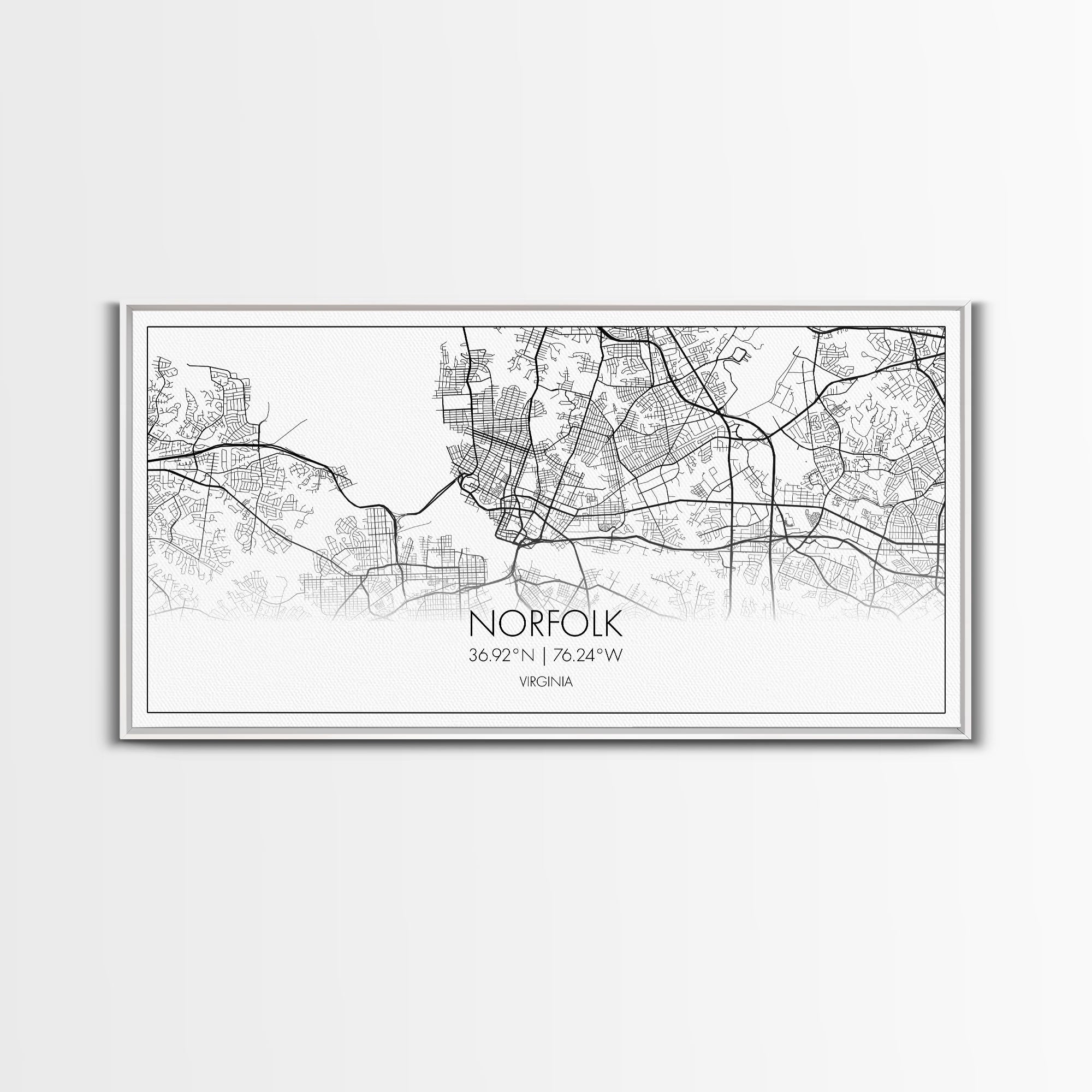 Norfolk City Map, Virginia Art, Map Print, Minimalist Wall Art, Wall Art, Canvas Art, Cabin Wall Art, Southern Wall Décor, Unique Wall Art
