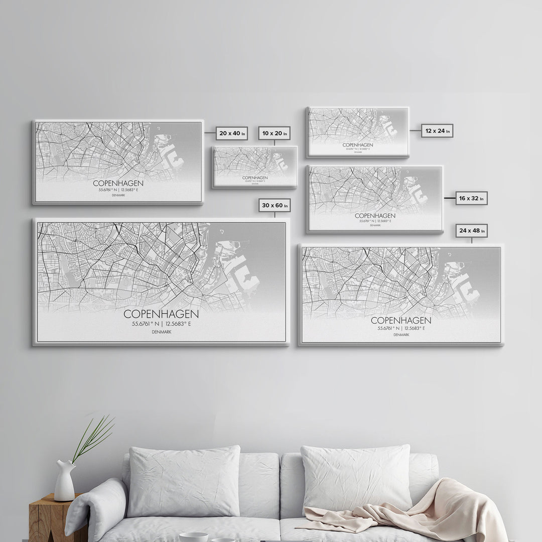 Copenhagen Street Map, Denmark Map, Map Print, Minimalist Art, Wall Art, Canvas Art, Modern Room Décor, RV Wall Décor, Gift For Pilot