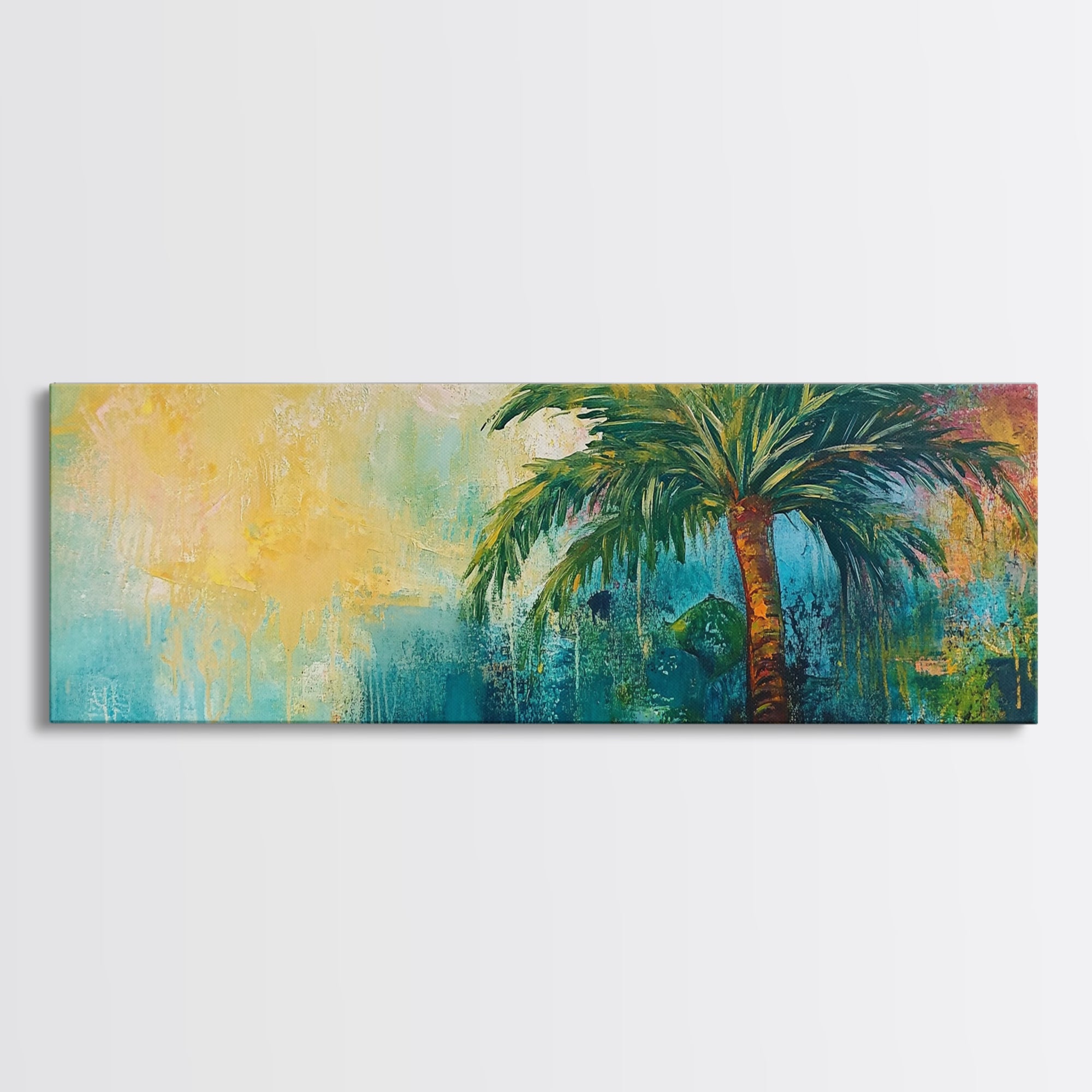 Tropical Palm Tree Canvas Print Colorful Beach Wall Art, Summer Vacati ...