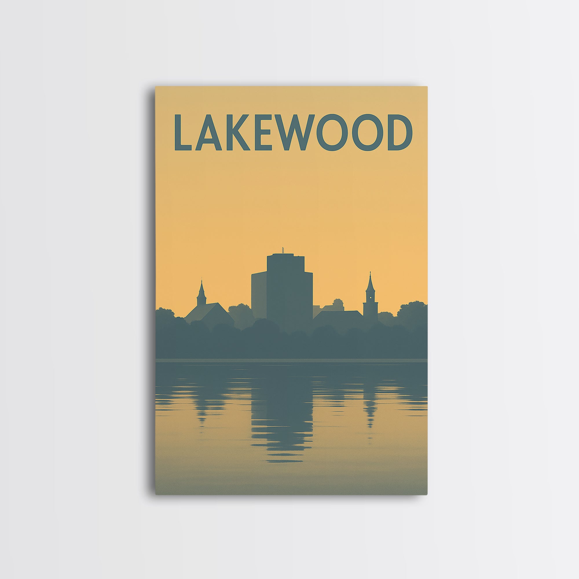 Lakewood Travel Poster, Framed Canvas Print, Vintage City Poster Art ...
