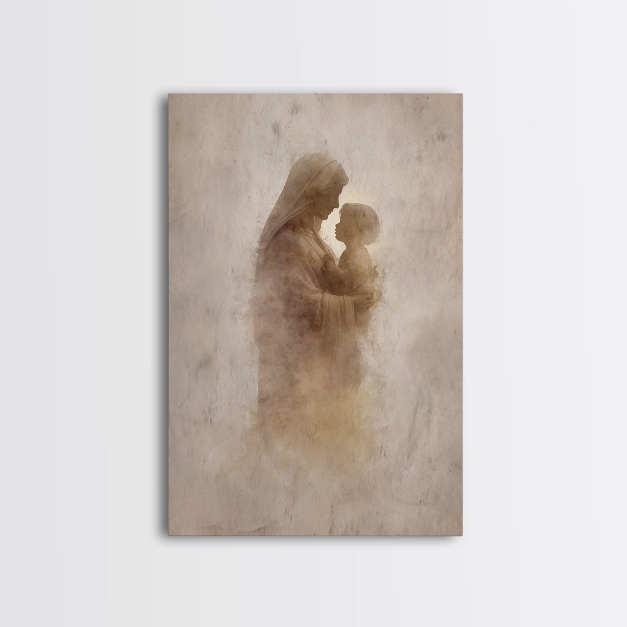Sacred Embrace | Framed Canvas Print | Christian Wall Art | Mary And J ...