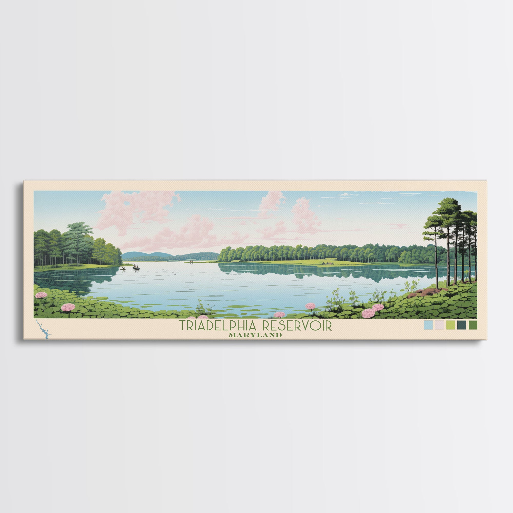 Triadelphia Reservoir, Maryland Framed Canvas Print, Lake House Decor ...
