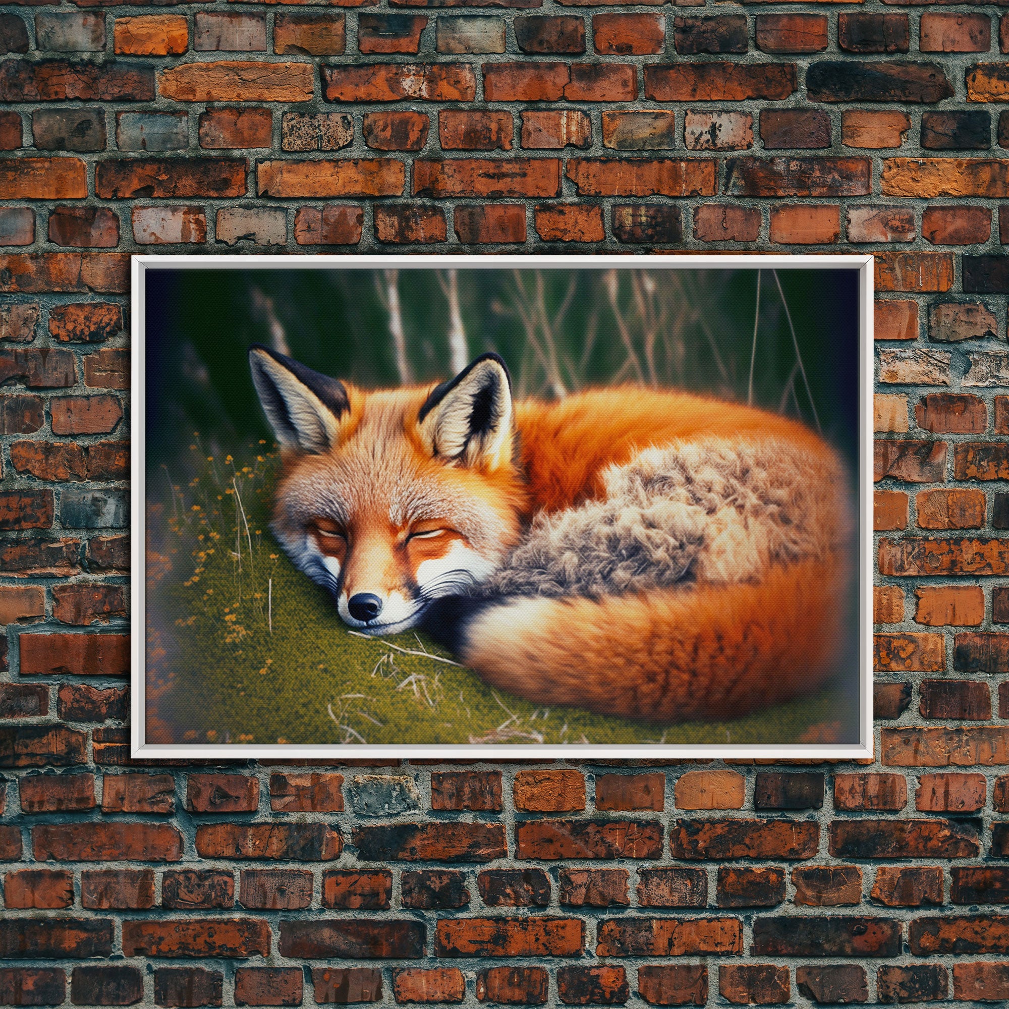Sleeping fox Framed Canvas Wall Art, Canvas Print Decor for Home & Office Decoration Canvas Ready to Hang