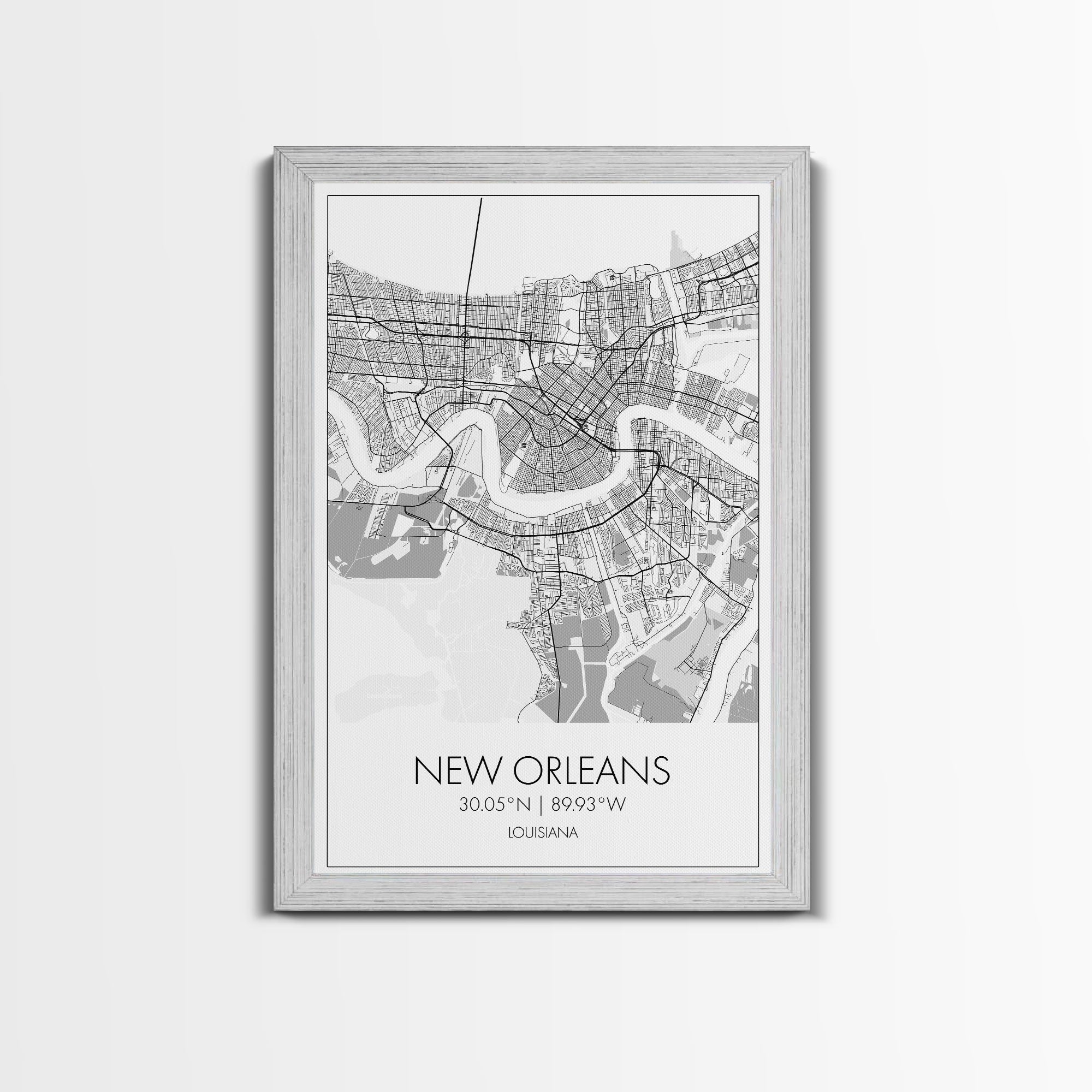 New Orleans Street Map, Louisiana Map, City Map Art, Modern Art, Wall Art, Canvas Print, Above Bed Art, Gift For Travelers, Travel Wall Art