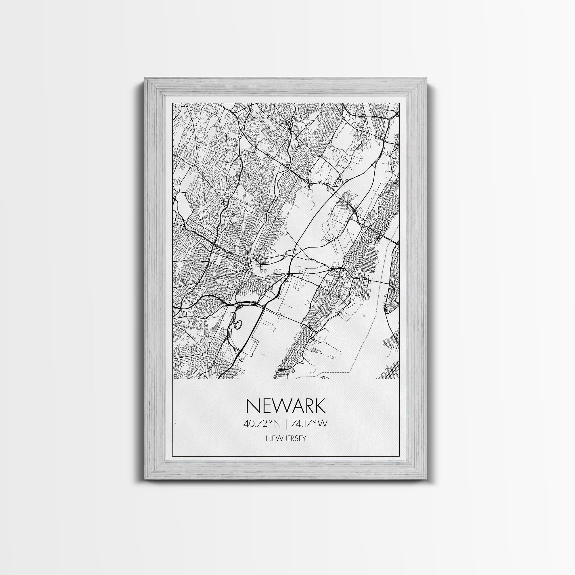 Newark Street Map, New Jersey Map, City Map Art, Modern Art, Wall Art, Canvas Print, Living Room Art, Best Friends Gift, Travel Art