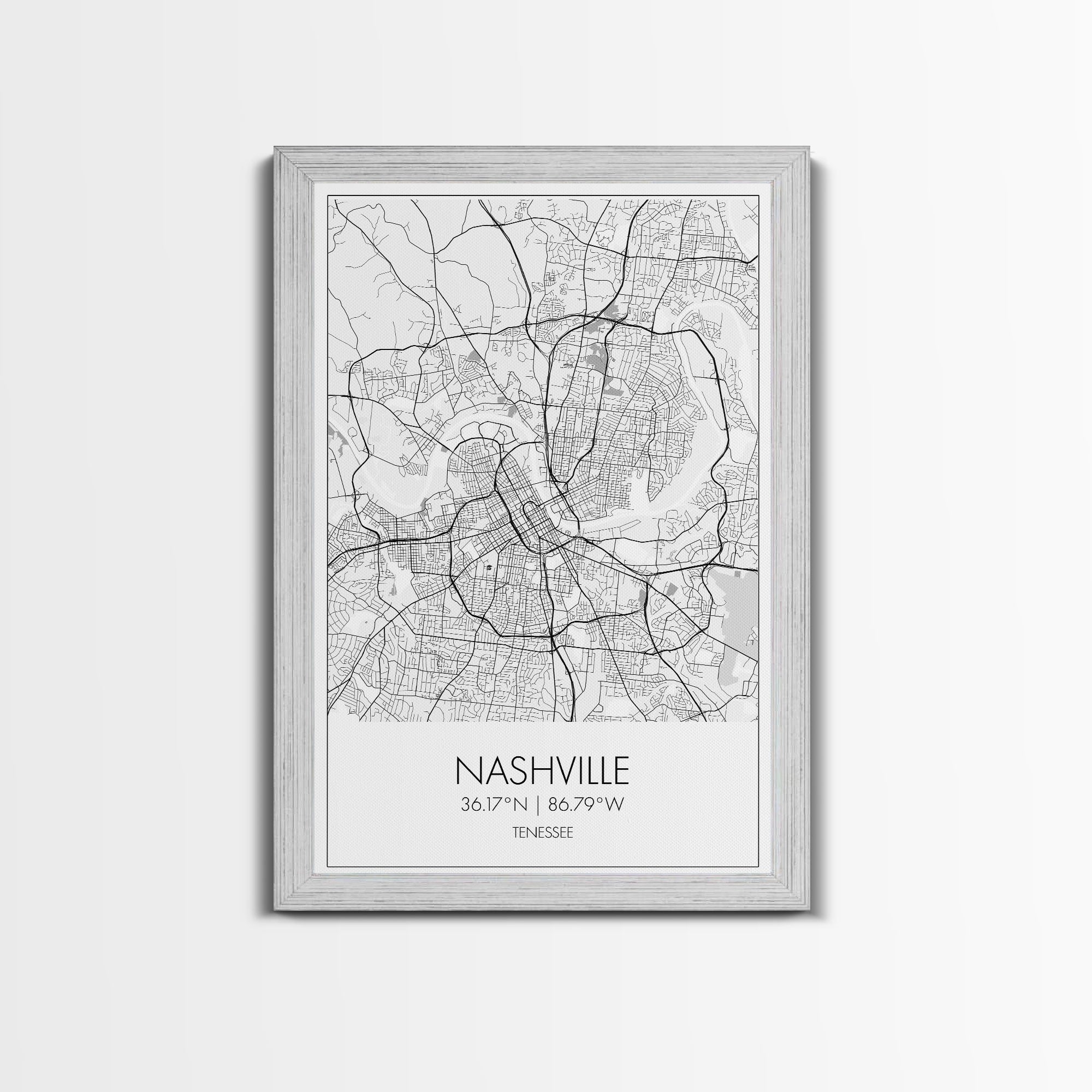 Nashville Street Map, Tennessee Map, City Map Art, Modern Art, Wall Art, Canvas Print, Music Studio Art, Gift For Music Lover, Travel Art