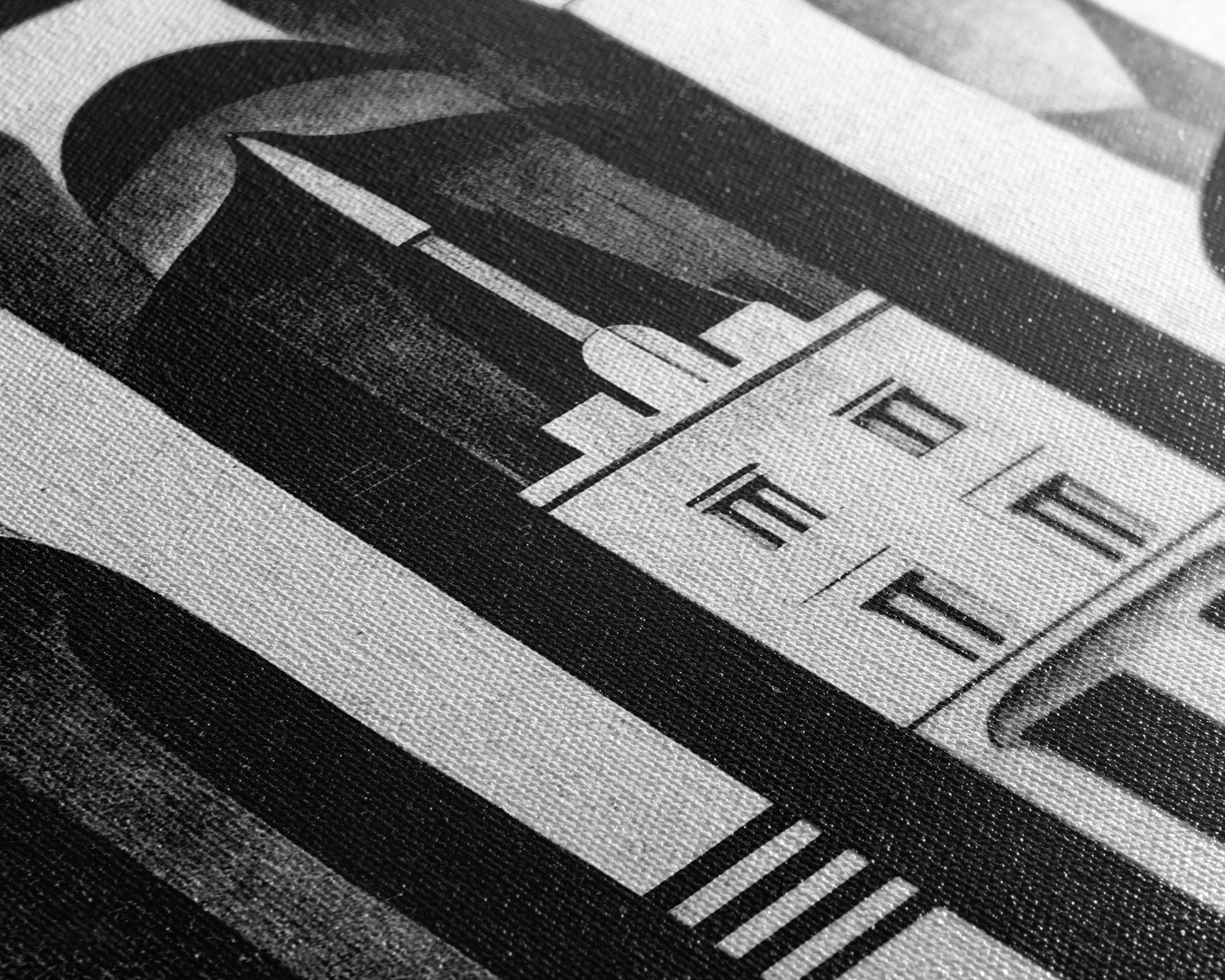 Art Deco Black And White Art Print, Art Deco Architecture, Framed Canvas Print, Ready To Hang Framed Wall Art, Living Room Wall Hanging