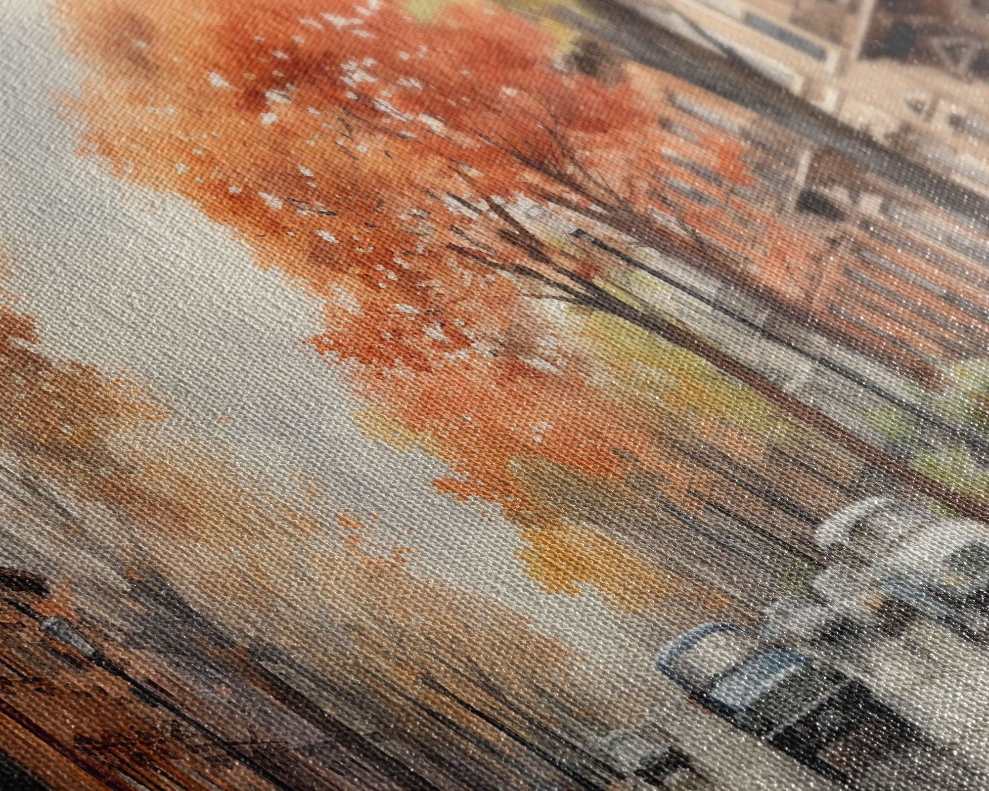 New York City In The Fall, Framed Canvas Print, NYC Decor, Fall Centerpiece, Watercolor Painting, City Painting, Fall Wall Decor