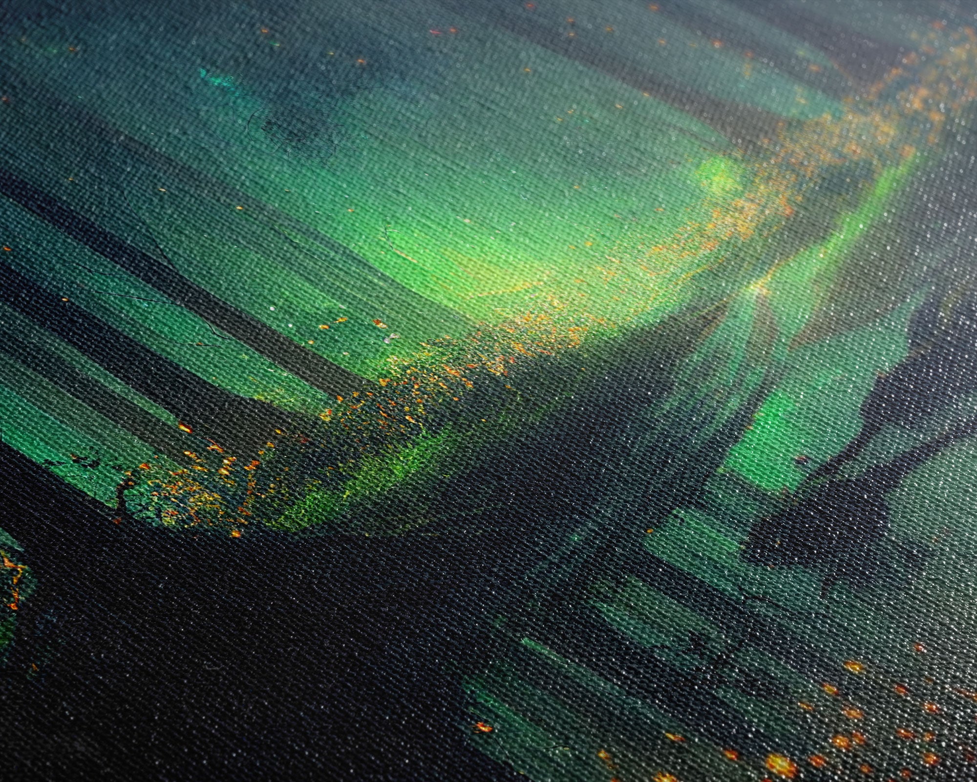 Fireflies In Forest Swamp Night Green Wall Poster, Wall Decor, Wall Art Print, Fine Art Print