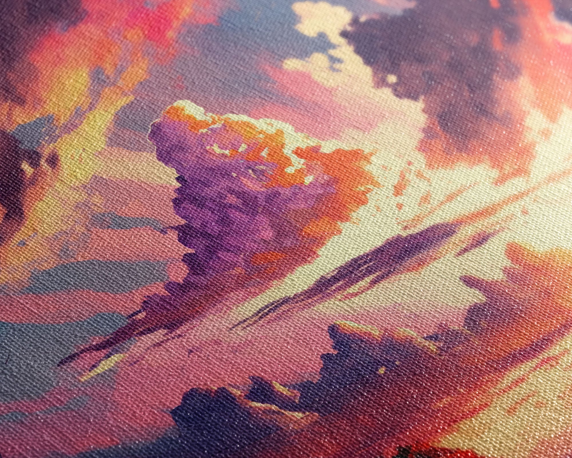 Pink Clouds | Vintage Style Canvas Print | California Landscape Painting | Vast Plains | National Park | Desk Decor | Christmas Gift