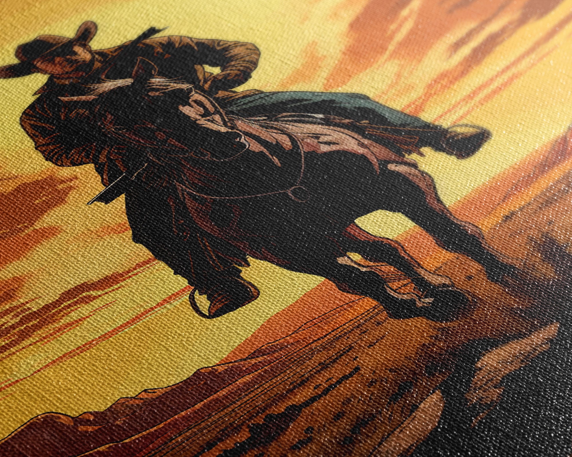 Cowboy Wall Decor, 12x18 Art Print, Equestrian Wall Art, Western Decor, Southwestern Art, Wild West Painting Wall Art, Framed Canvas Print