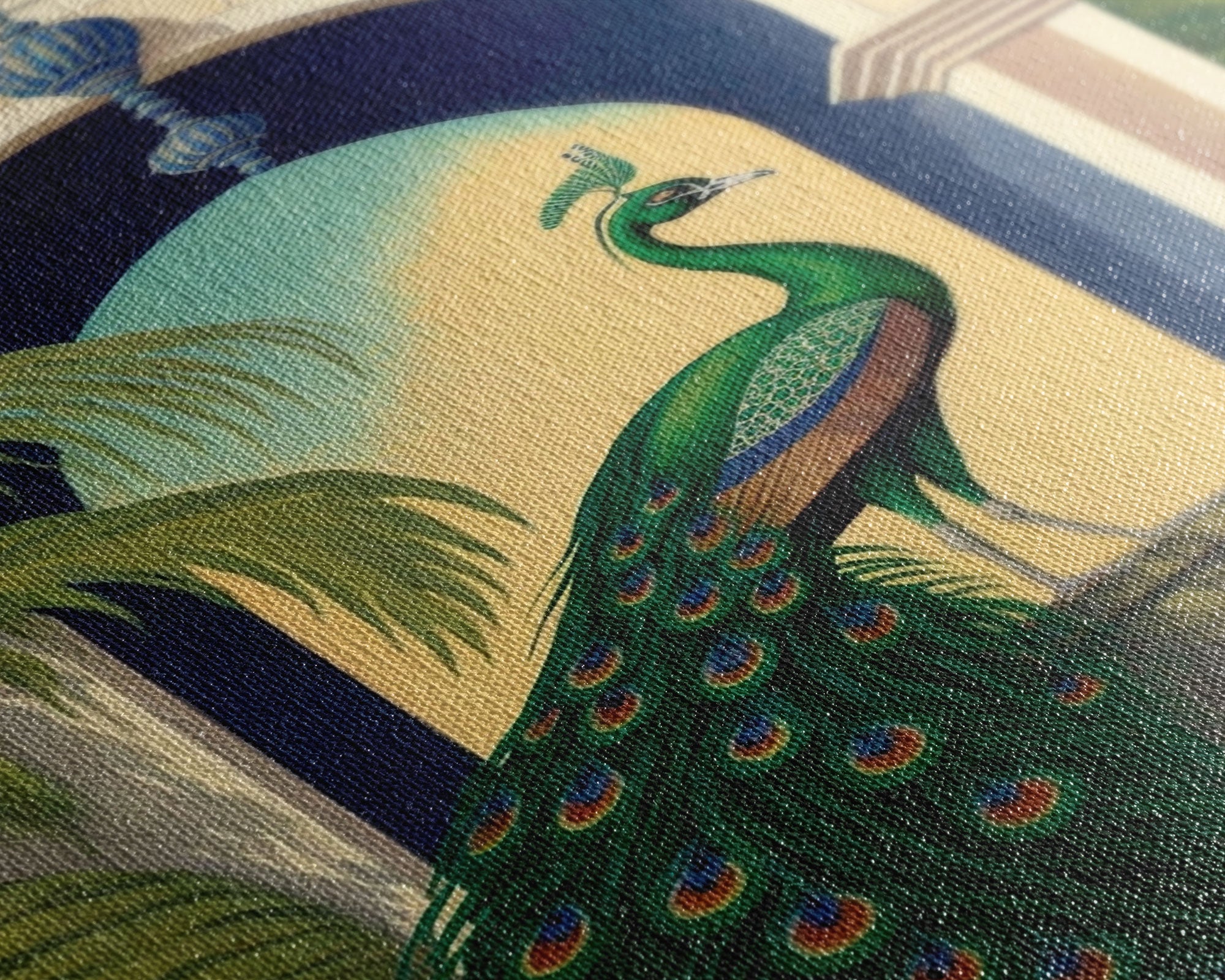 Watercolor Painting Canvas Print of a Colorful Peacock, Framed Canvas Print, Living Room Wall Decor
