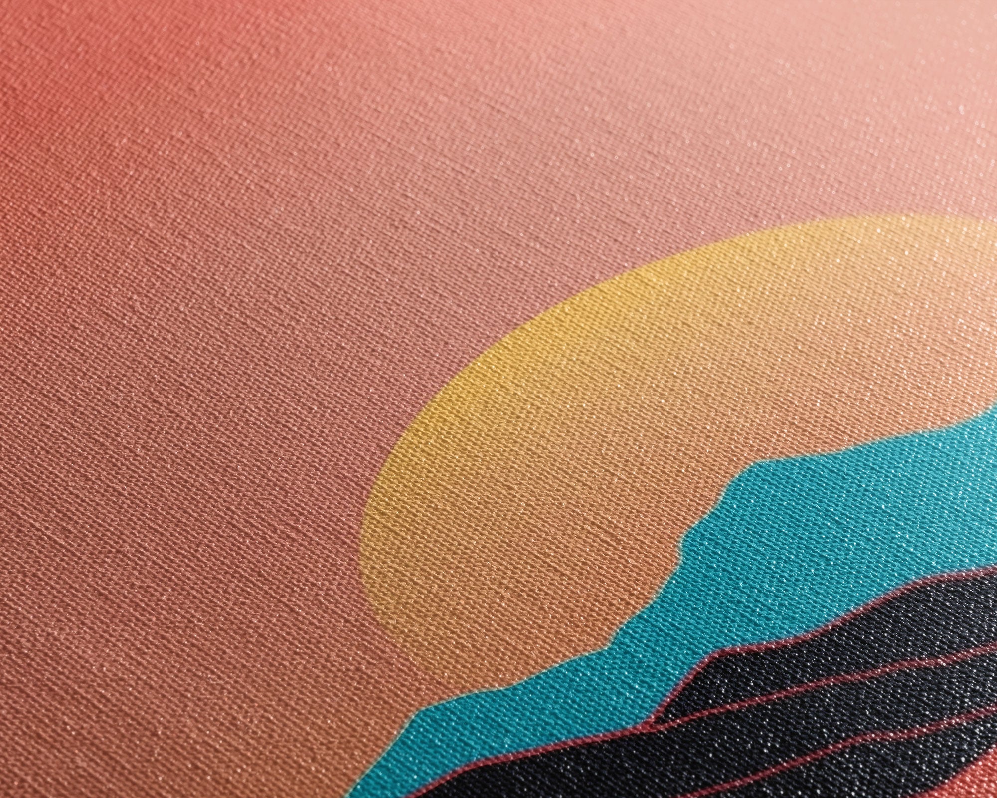 Peach Sunset, Framed Canvas Print, Minimalist Art Deco Inspired Wall Art