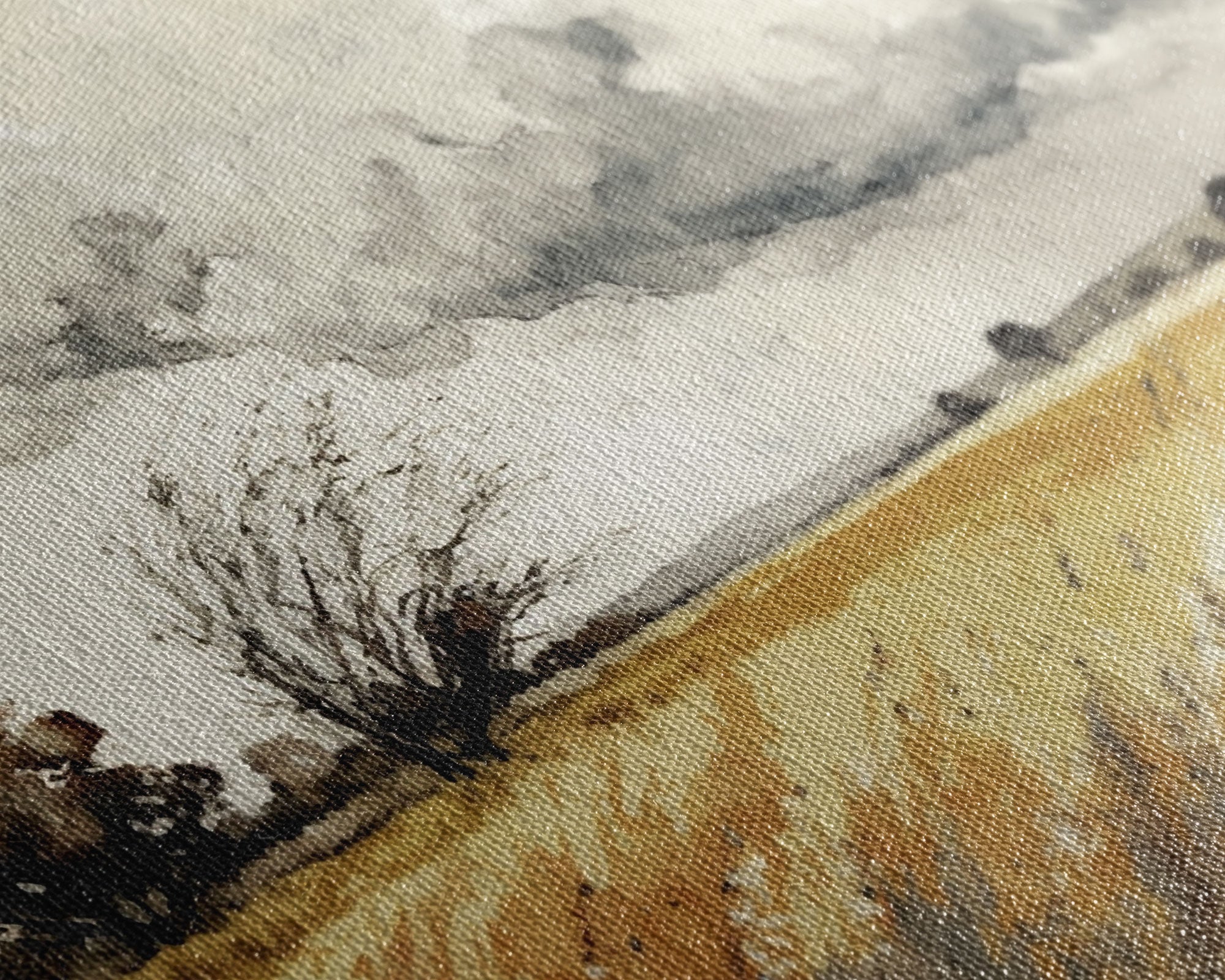 Muted Vintage Style Landscape Wall Art, Nature Framed Large Gallery Art, Oil Painting Art Ready to Hang, Framed Canvas Wall Decoration