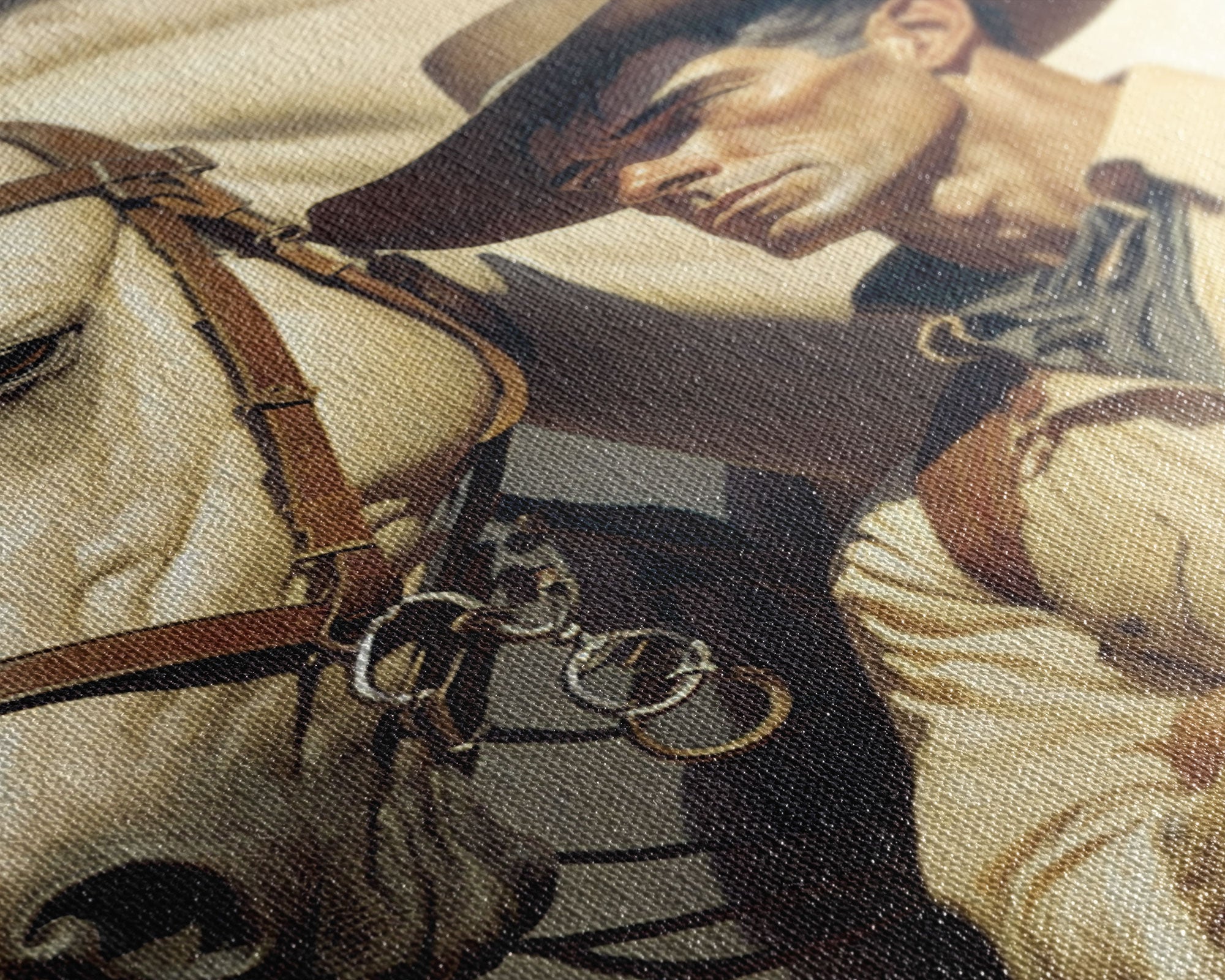 Western Cowboy Painting Canvas Print | Vintage Wall Art | Mid Century Decor | Antique Oil Painting | Moody Print | JC Leyendecker Inspired