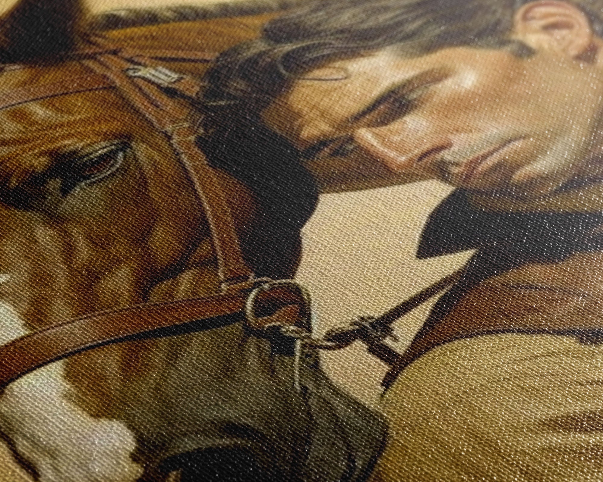 Western Cowboy Painting Canvas Print | Vintage Wall Art | Mid Century Decor | Antique Oil Painting | Moody Print | JC Leyendecker Inspired