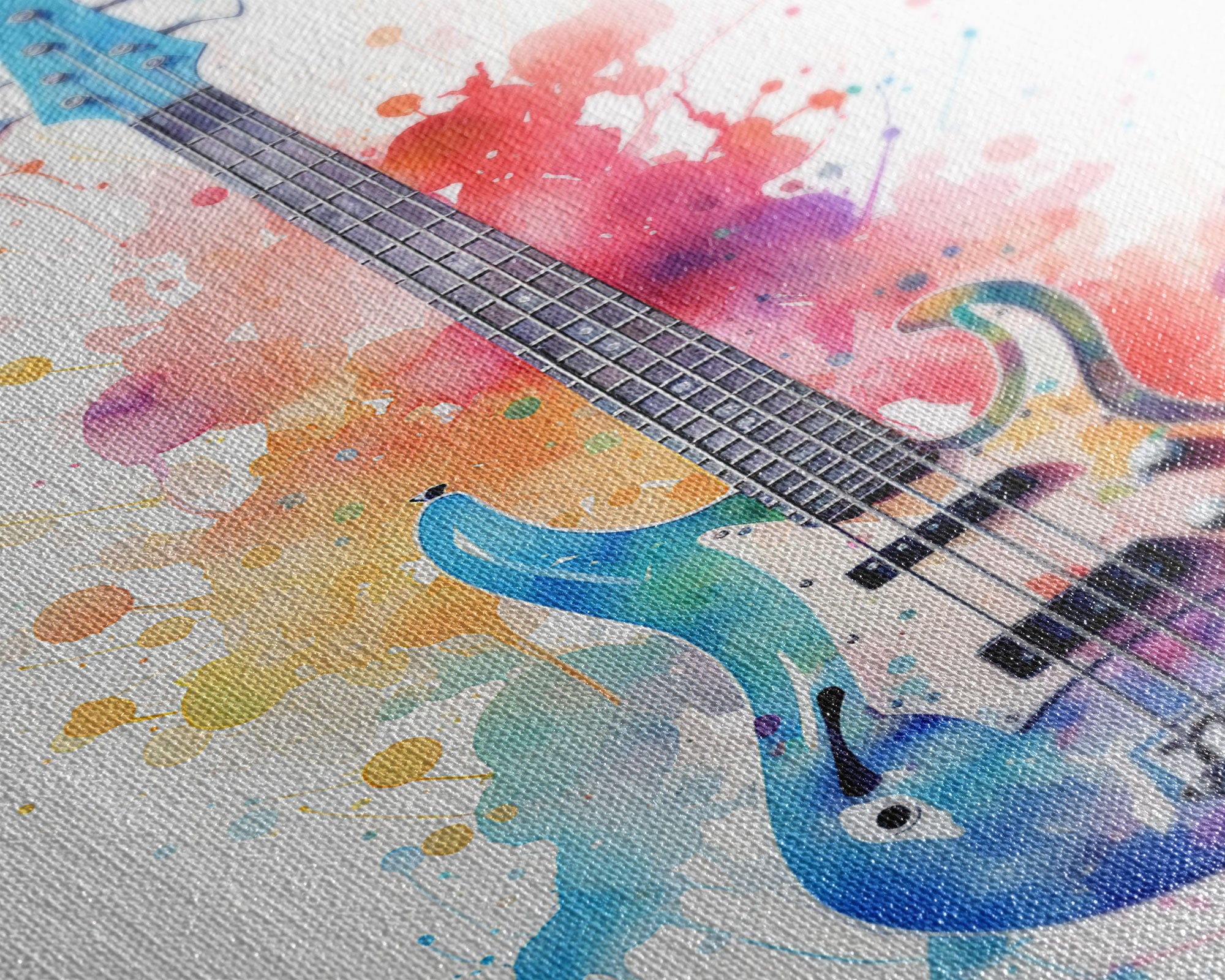Electric Guitar Wall Art, Rock N Roll Decor, Graffiti Art, Splatter Art, Musician Gift Custom Guitar Art