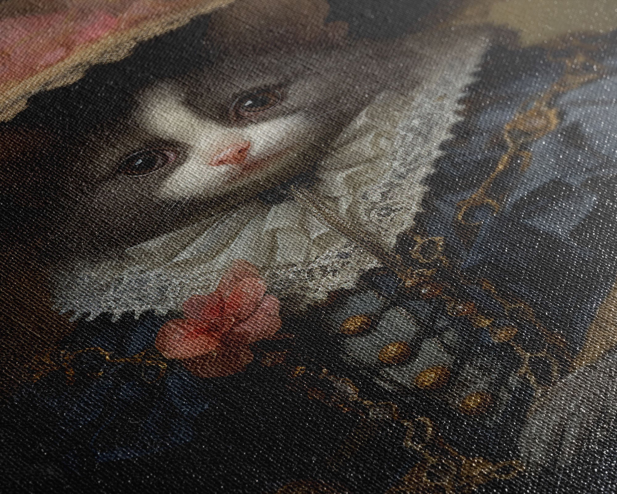 Cute Halloween Weasel Painting, Vintage Canvas, Art Canvas Print, Dark Academia, Weasel Art, Halloween Decor, Goth Art