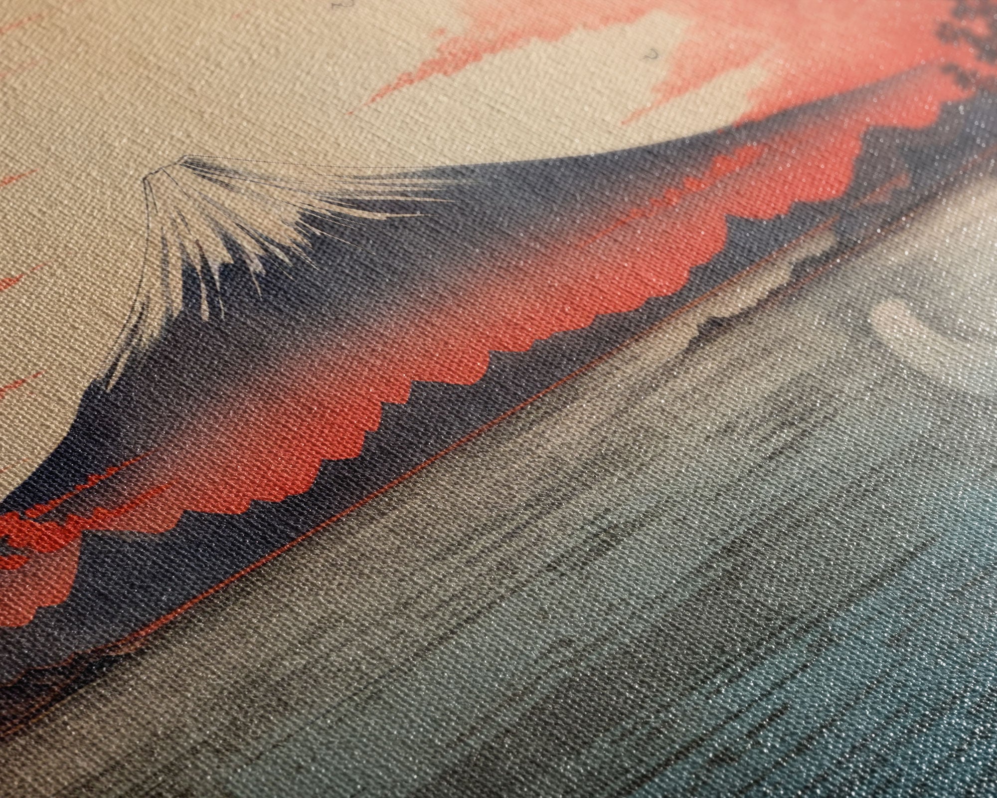 Volcano Print, Asian Art, Japanese Wall Art, Canvas Print, Wall Art, 3 Piece Wall Art, Office Decor, Beach House Wall Decor, Office Art