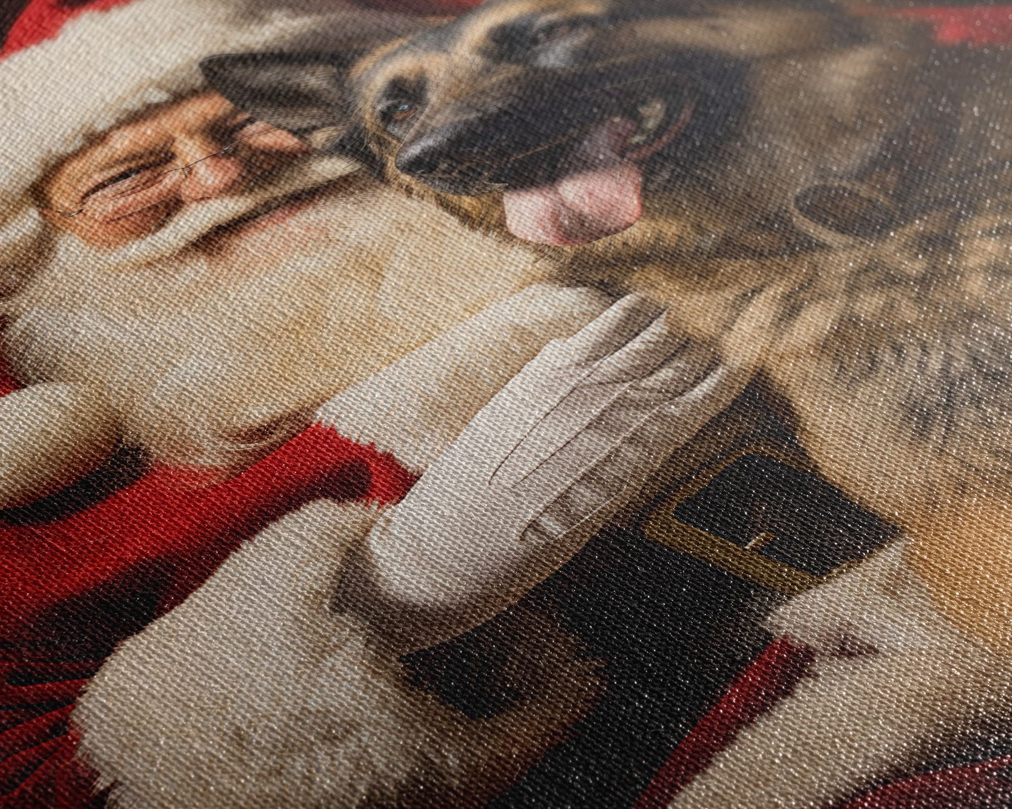 Santa Claus And His Belgian Malinois, Christmas Wall Art, Dog Gift, Christmas Dog, Winter Wall Art, Santa Decor, Santa Art Print, Cute Dog