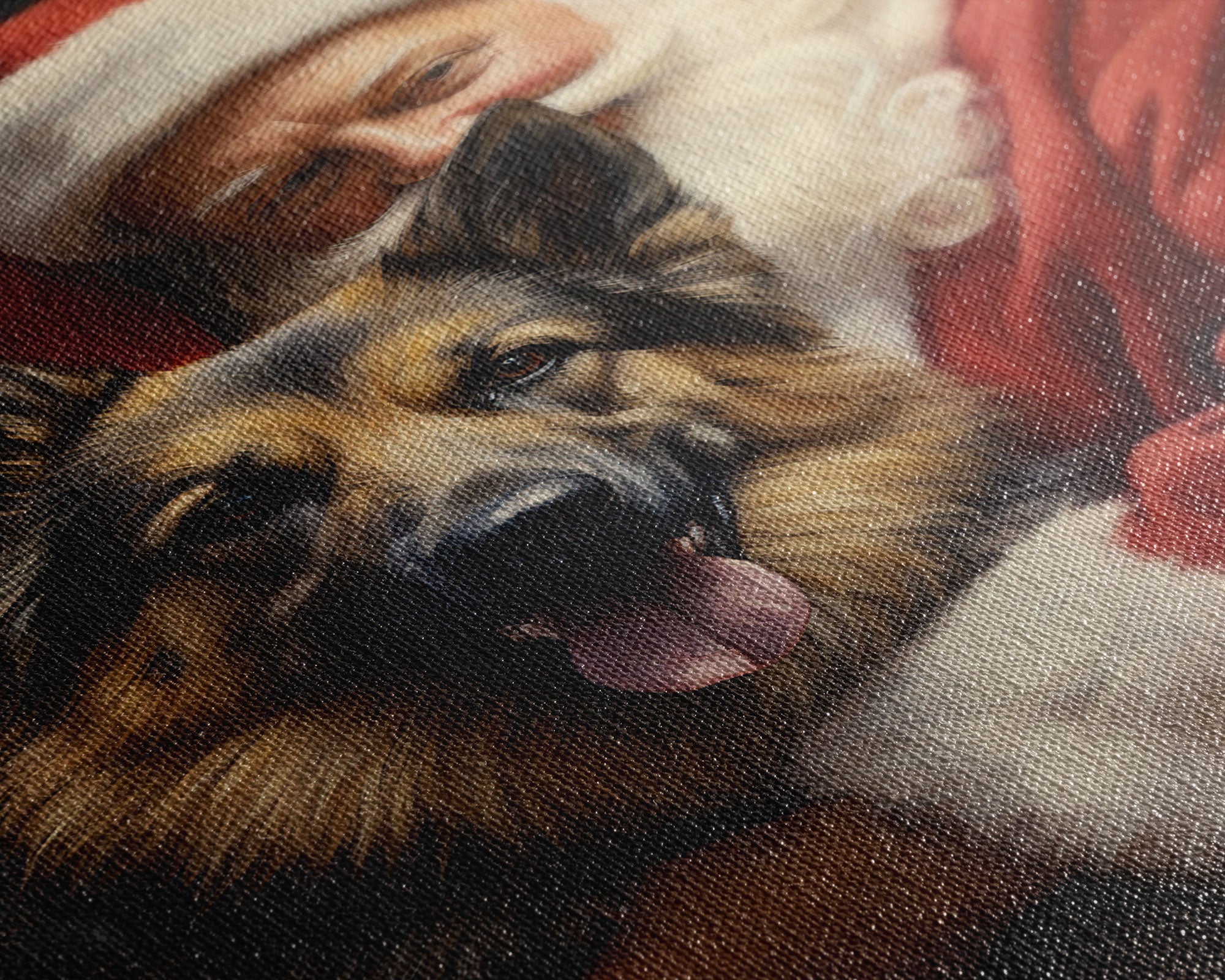 Santa Claus And His German Shepherd, Christmas Wall Art, Dog Gift, Christmas Dog, Winter Wall Art, Santa Decor, Santa Art Print, Cute Dog