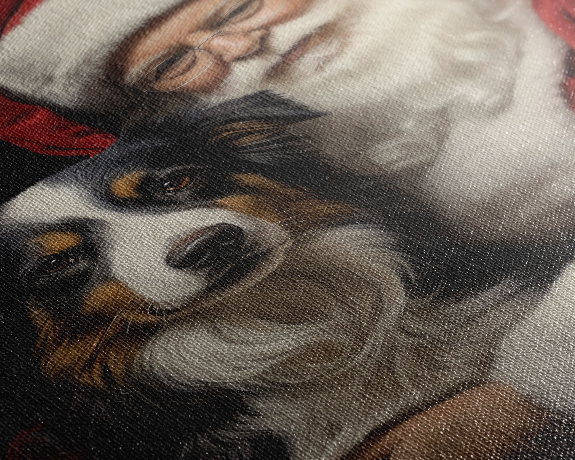 Santa Claus And His Border Collie, Christmas Wall Art, Dog Gift, Christmas Dog, Winter Wall Art, Santa Decor, Santa Art Print, Cute Dog