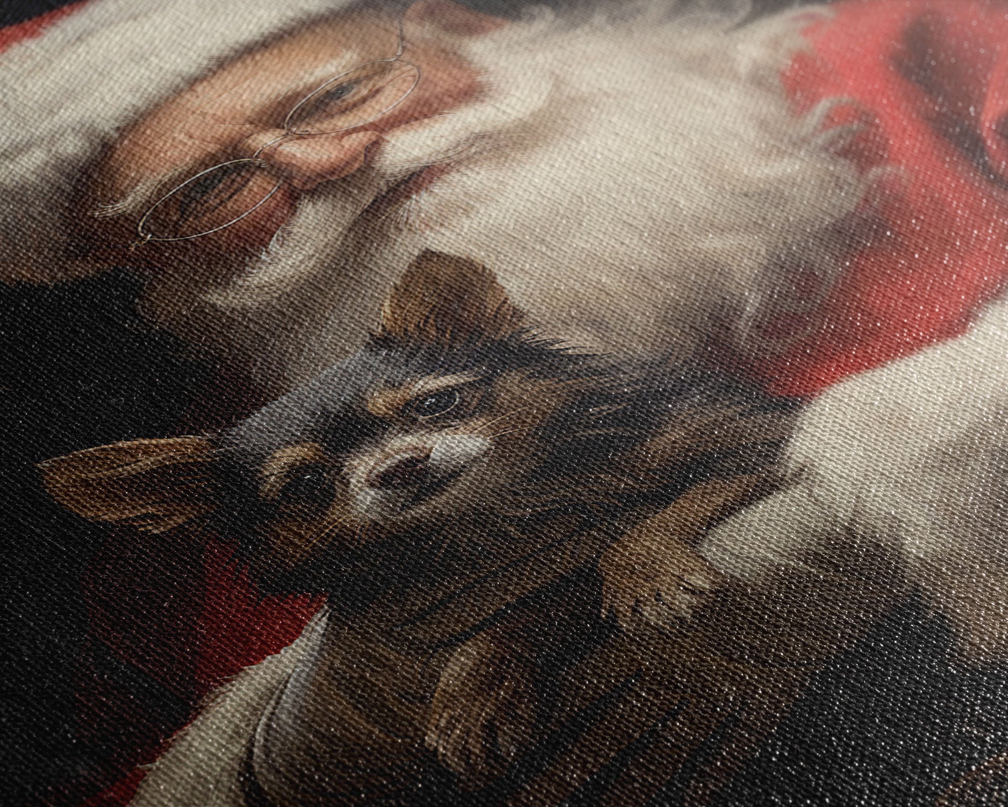 Santa Claus And His Chihuahua, Christmas Wall Art, Christmas Dog, Winter Wall Art, Santa Decor, Santa Art Print, Farmhouse Christmas