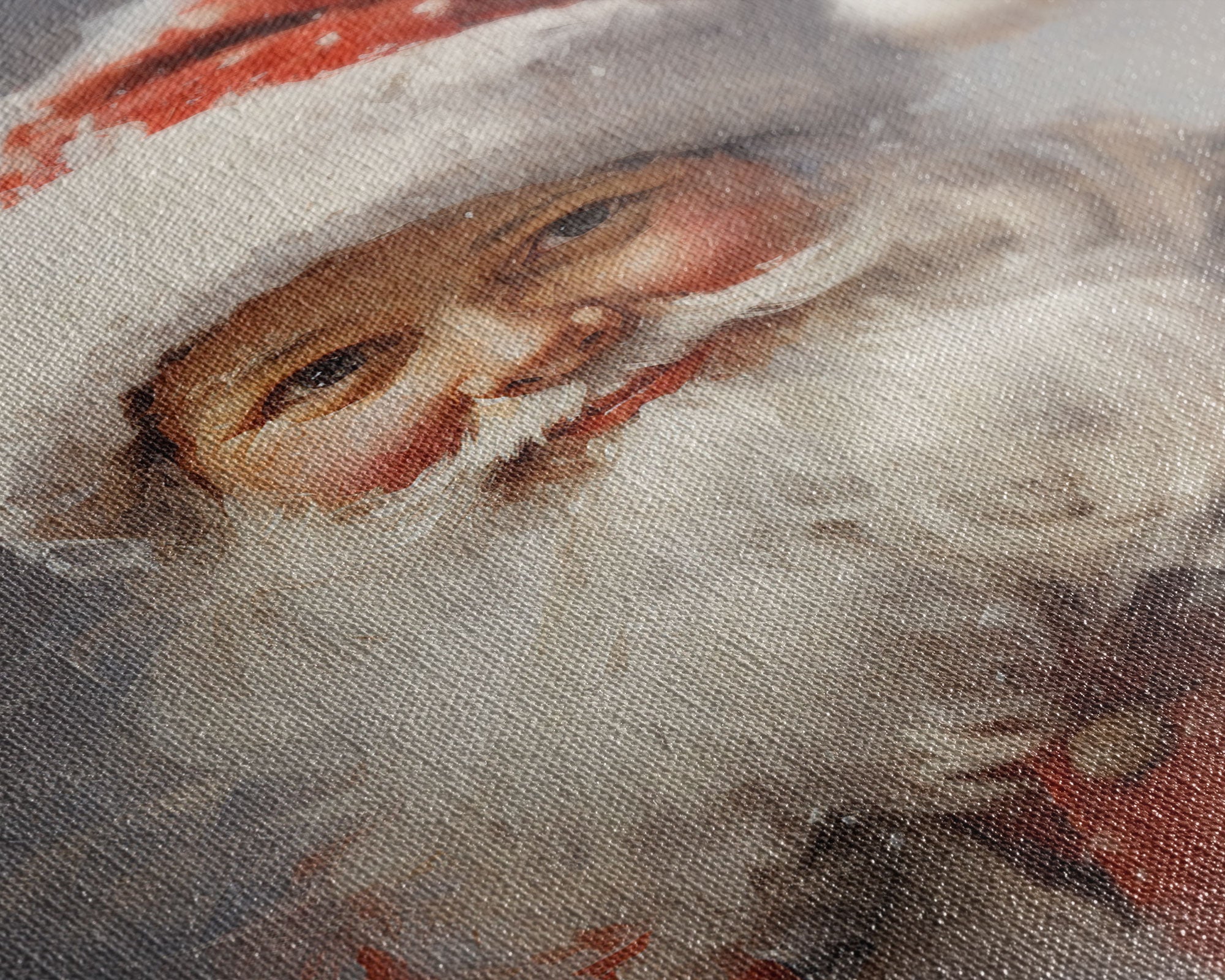 Santa Painting, Santa Print, Framed Canvas Print, Christmas Decor, Portrait of Santa, Farmhouse Christmas, Minimalist Christmas Art