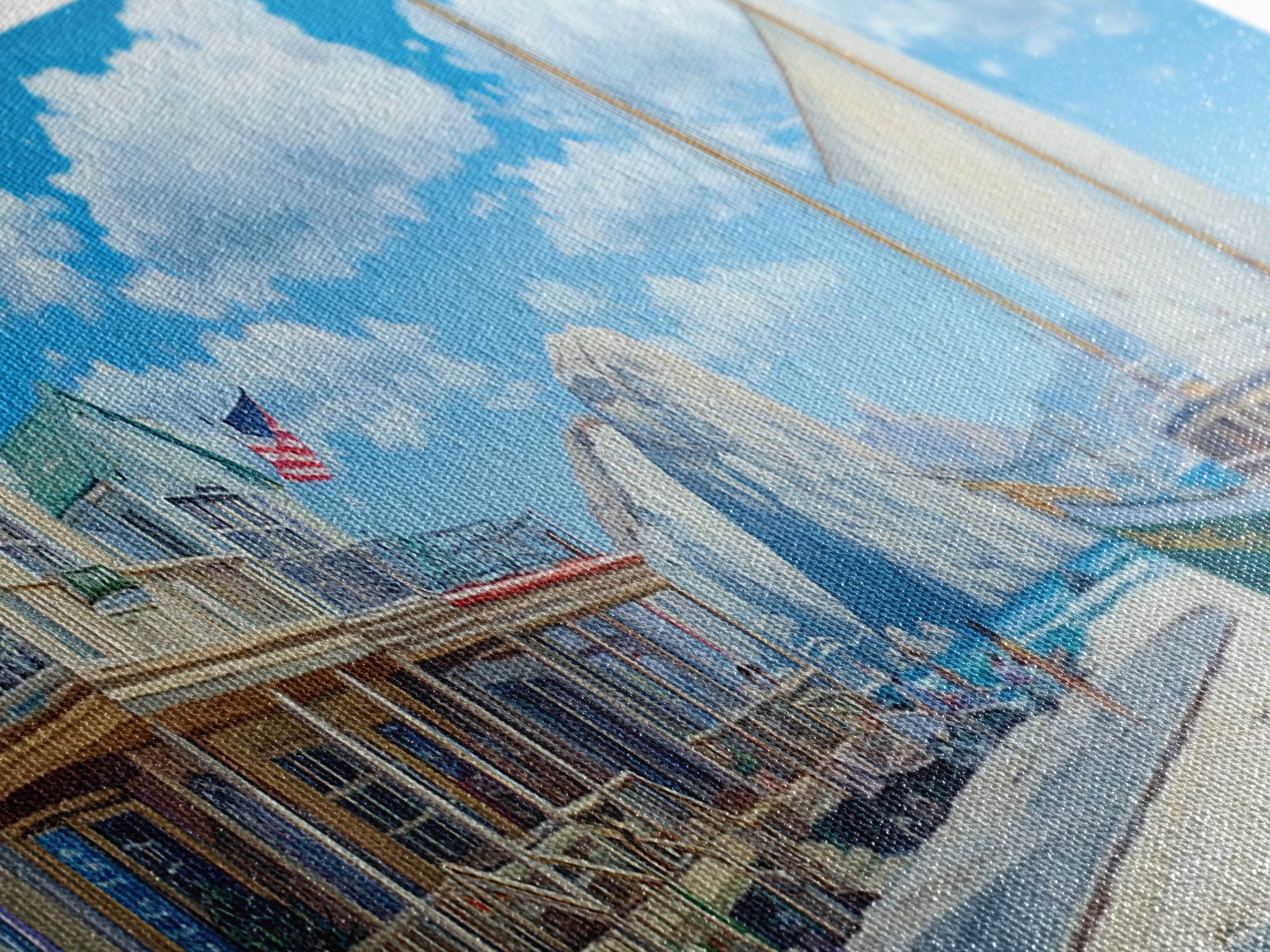 Panoramic Nautical Painting Print of Maine, Beach Art, Beach Decor, Seascapes Painting, Nautical Landscape Painting, Horizontal Art