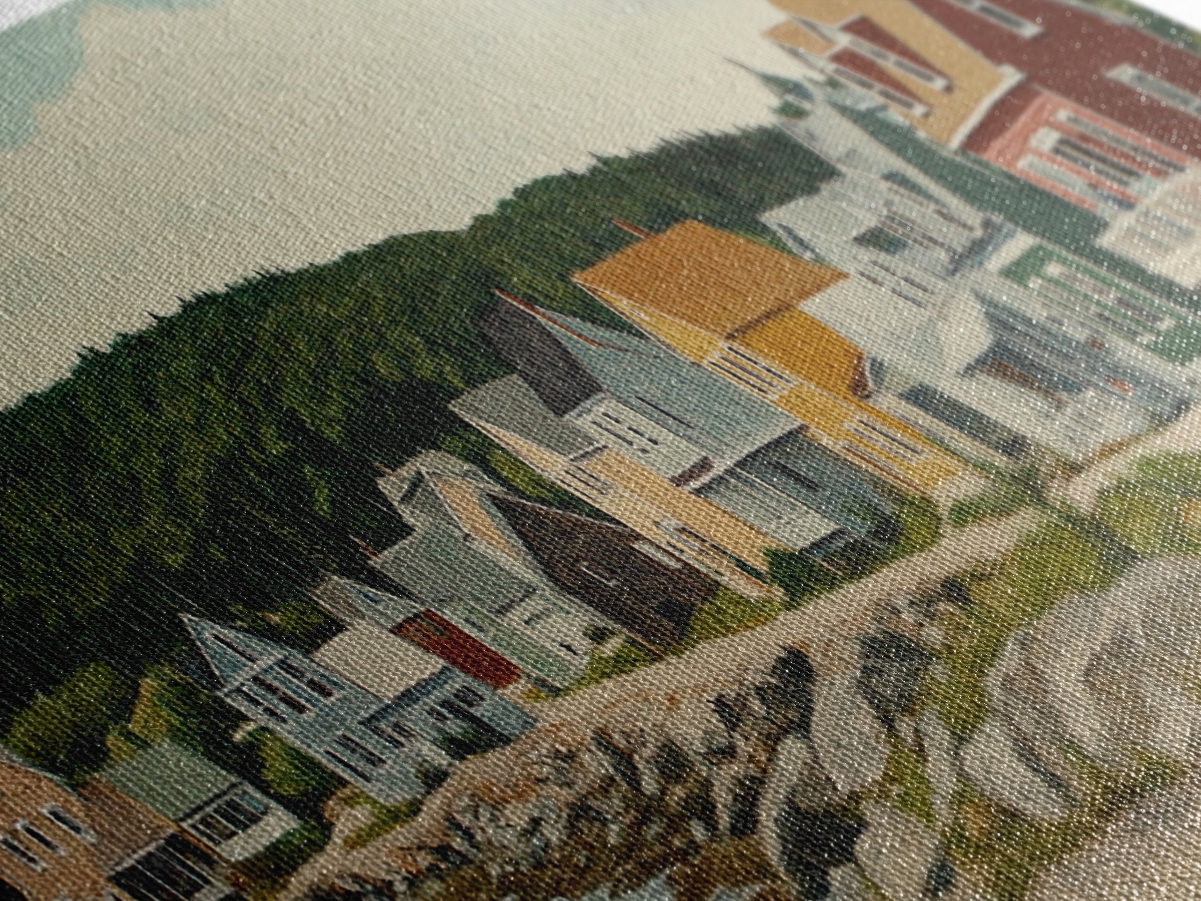 Panoramic Painting Print of Maine, Maine Wall Art, Beautiful Panoramic Seacape Painting, Nautical Landscape Painting
