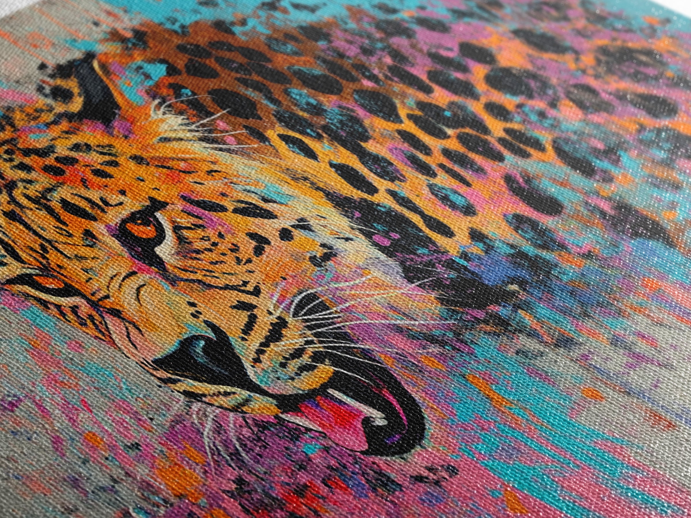 Pop Art Cheetah Painting Print, Wood Framed Art, Canvas Art, Cheetah Print, Cheetah Art, Preppy Decor, Girl's Room Art