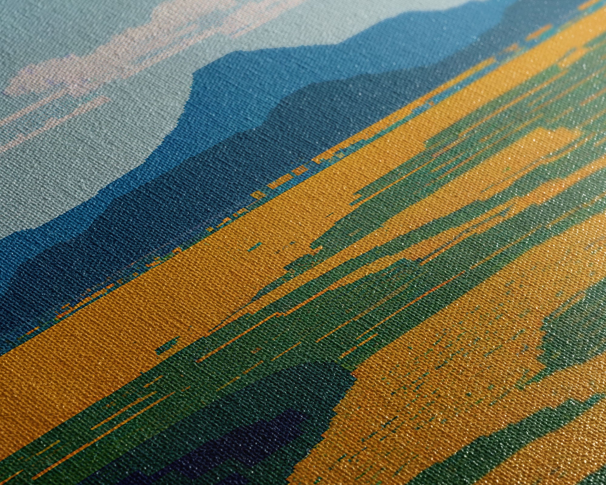Pixel Art, Beautiful Landscape Made Of Pixels, Ready To Hang Canvas Print, Framed Wall Art