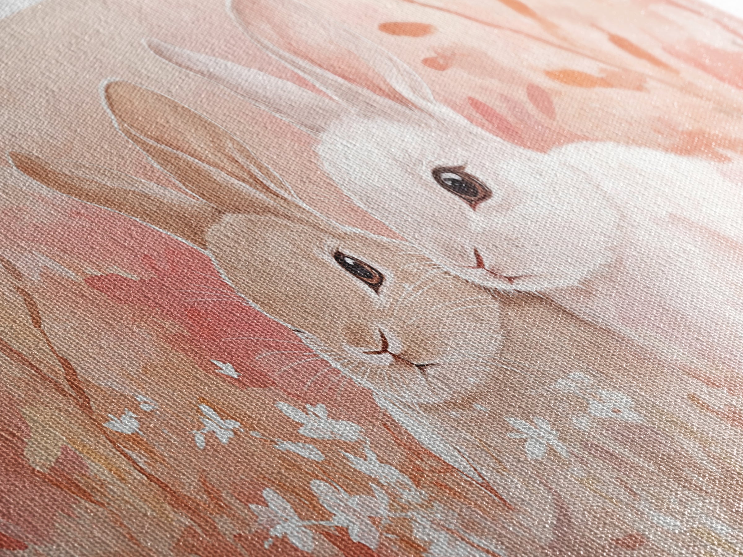 Bunny Art Canvas Print Pastel Wall Art Whimsical Easter Decor Animal Lovers Gift Idea Cottagecore Living Room Art Soft Aesthetic