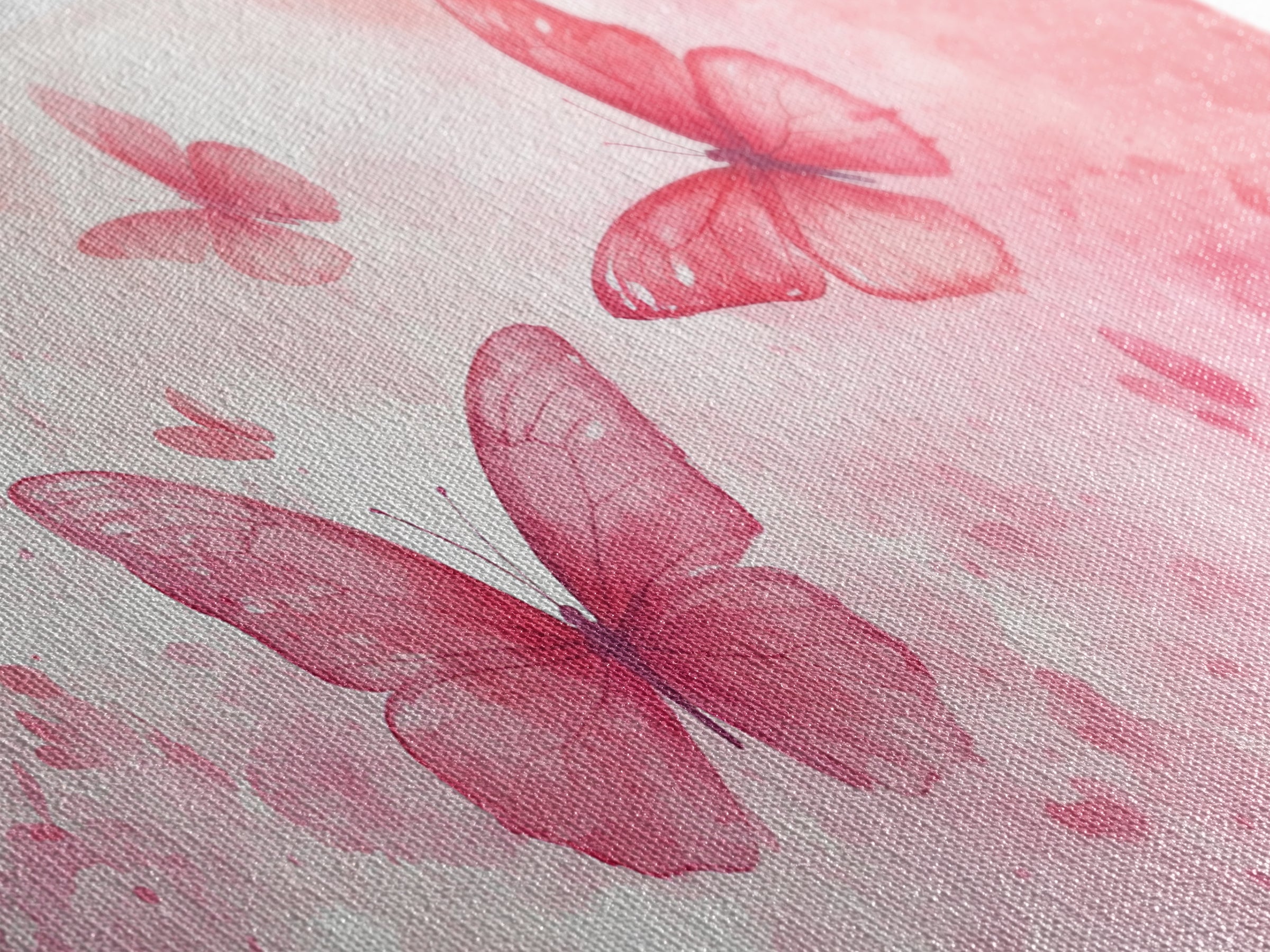 Pink Butterflies Canvas Print, Whimsical Art, Light Pink Wall Art, Feminine and Romantic Decor, Bedroom or Living Room Gift Idea