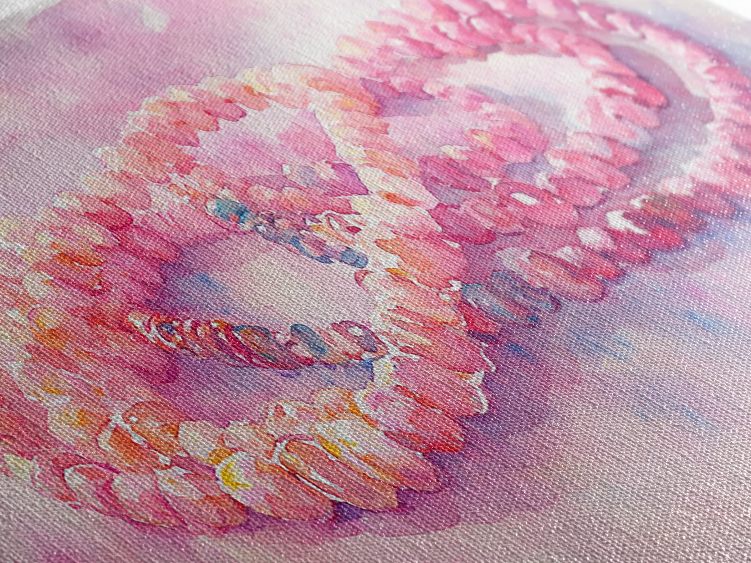 Pink Beaded Necklace Canvas Print | Romantic Jewelry Wall Art | Feminine Framed Canvas Print | Gift Idea for Her | Light Pink Decor