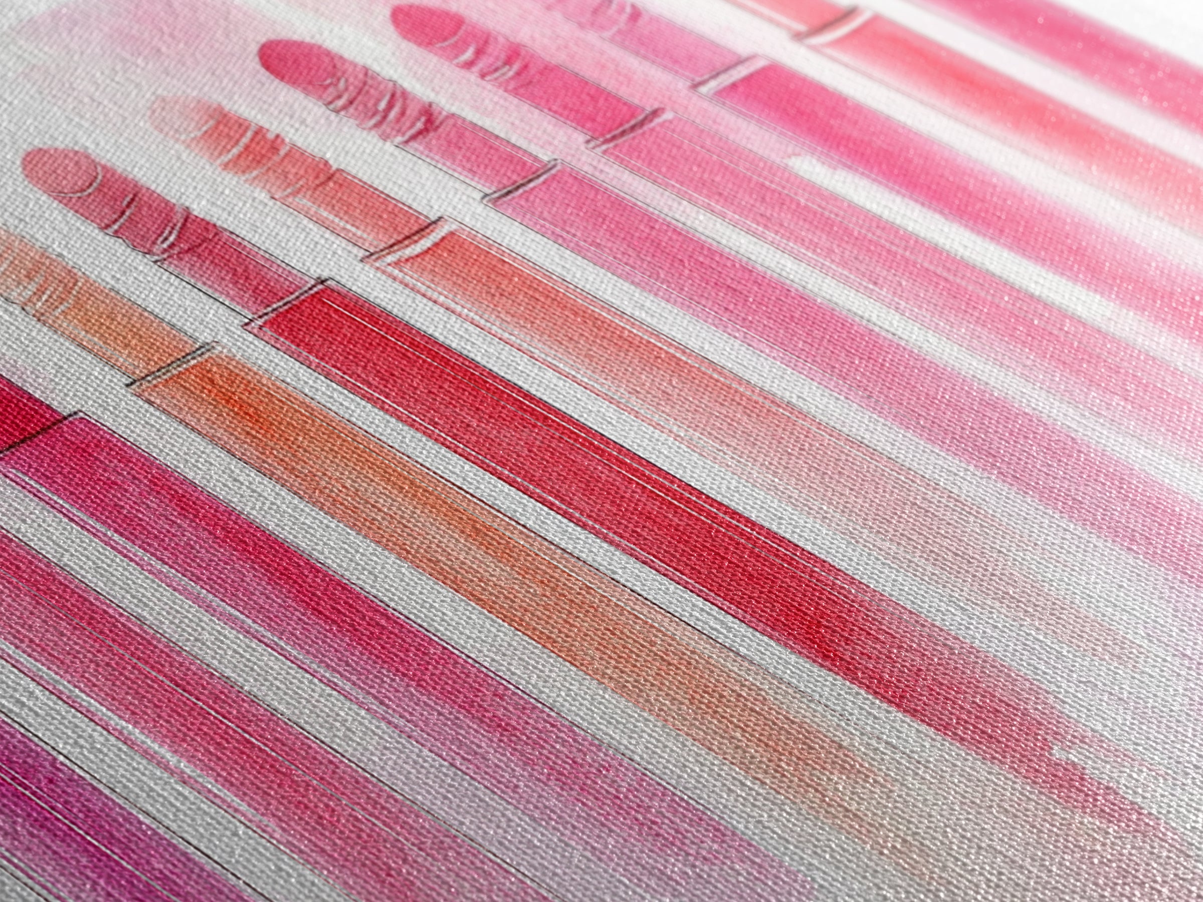 Pink Abstract Art Framed Canvas Print Featuring Lip Gloss Collection, Feminine Living Room Artwork, Boho Dorm Decor Gift Idea