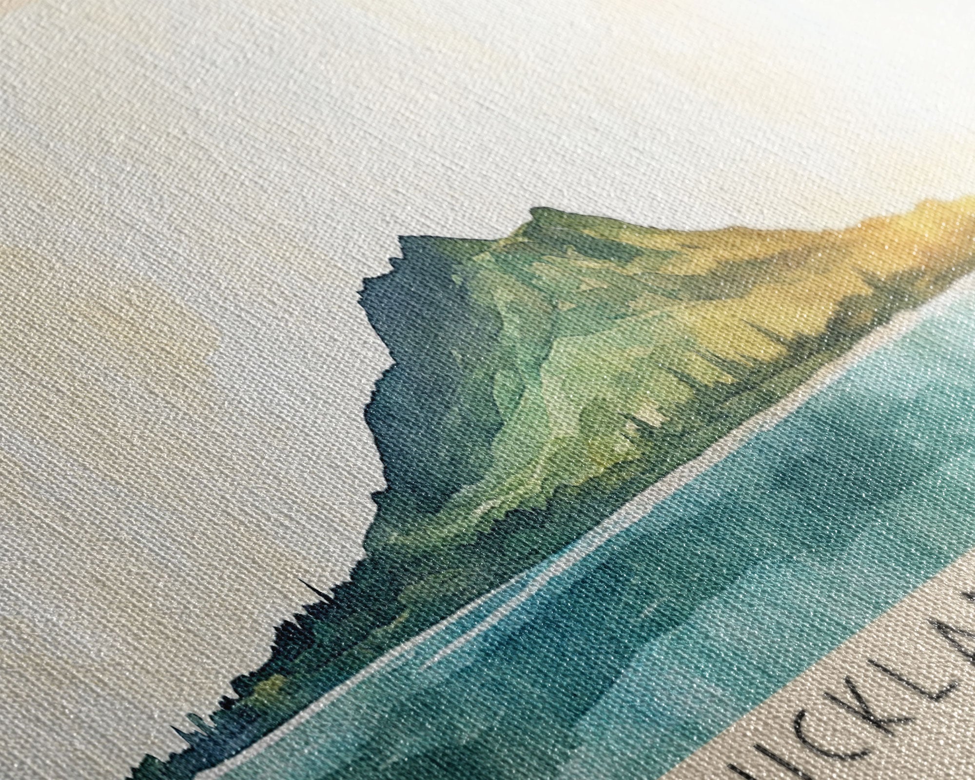 Auckland Island, New Zealand Watercolor Print, Vacation Gift, New Zealand Wall Art, Beach Painting, Beach Decor, Large Wall Art, Wood Frame Art
