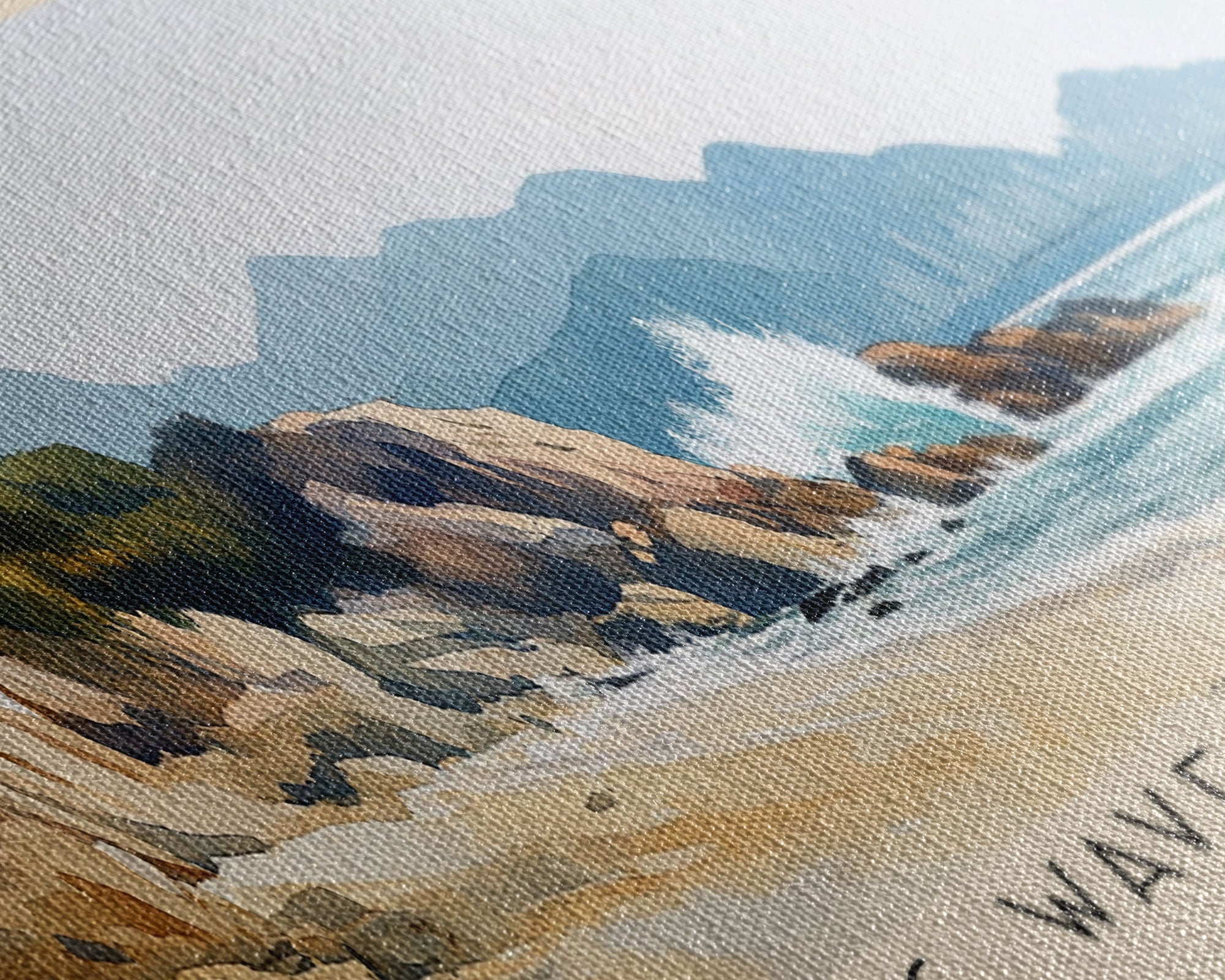 Big Wave Bay Beach, Hong Kong Watercolor Print, Vacation Gift, Hong Kong Wall Art, Beach Painting, Beach Decor, Large Wall Art, Wood Frame Art