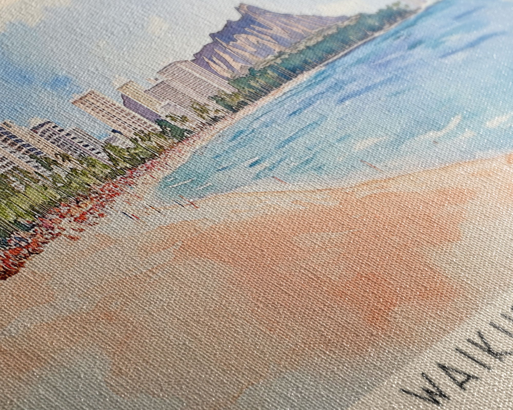 Waikiki Beach, Oahu Watercolor Print, Vacation Gift, Oahu Wall Art, Beach Painting, Beach Decor, Beach Or Lakehouse Art