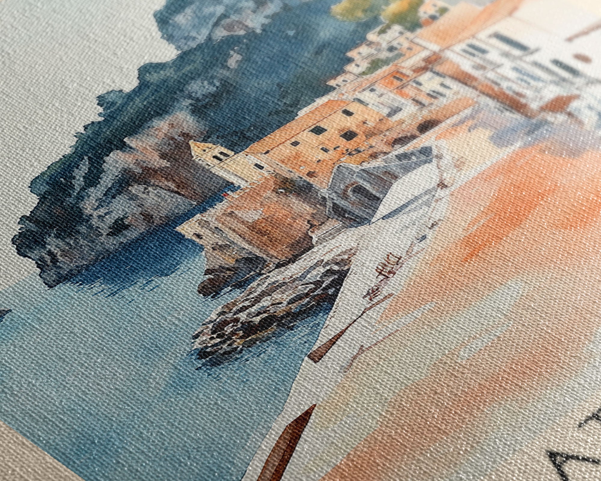 Atrani, Italy Watercolor Beach Print, Vacation Gift, Italy Wall Art, Beach Painting, Beach Decor, Beach Painting