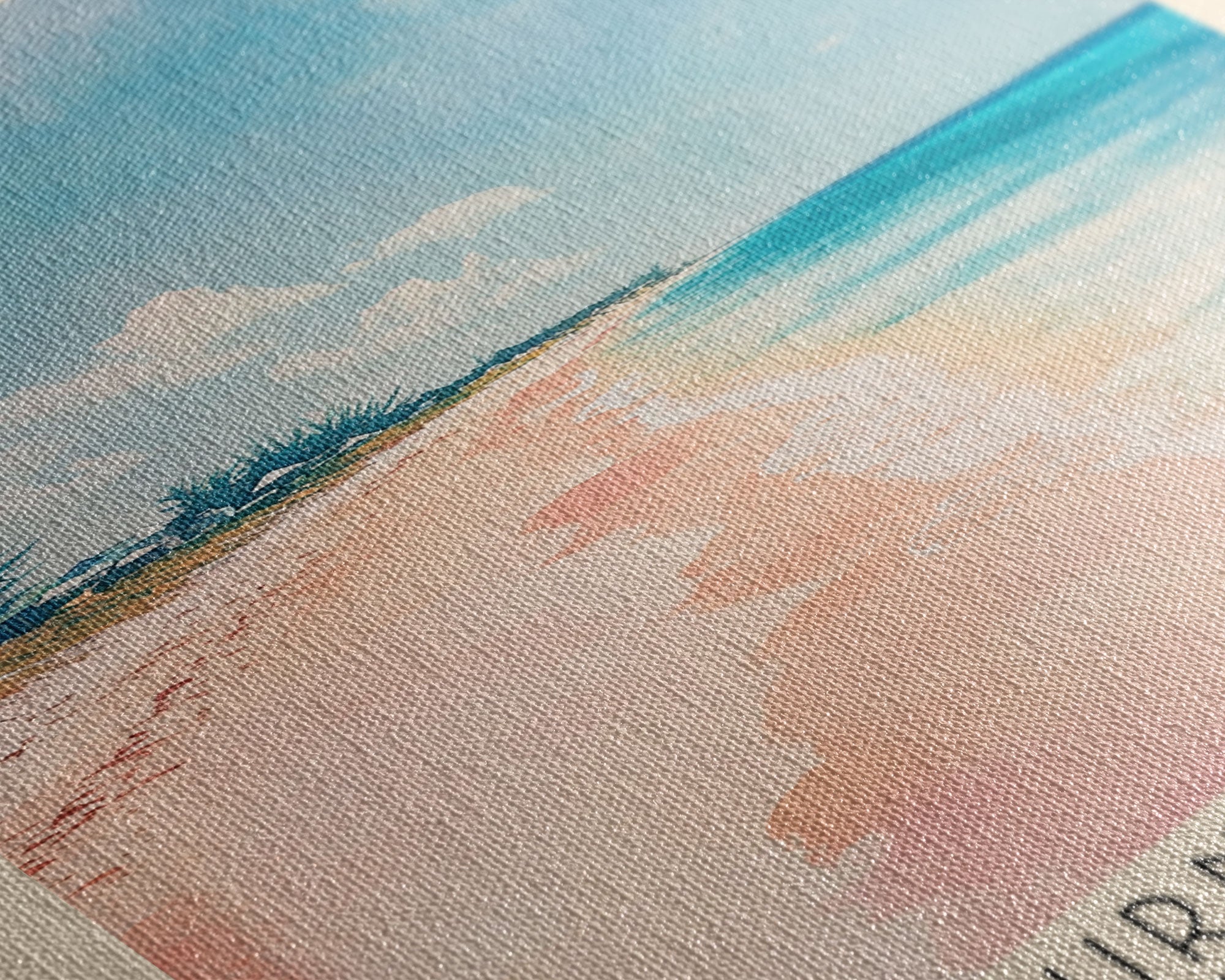 Cockburn Town Beach, Turks and Caicos Watercolor Beach Print, Vacation Gift, Turks and Caicos Wall Art, Framed Canvas Print, Framed Beach Painting