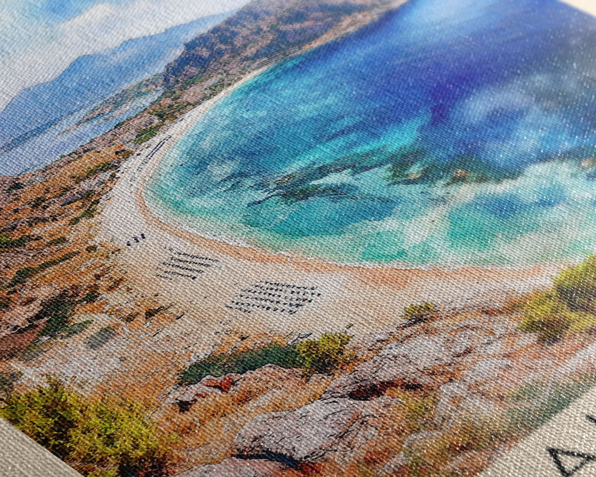 Çıralı Beach, Turkey Watercolor Print, Vacation Gift, Turkey Wall Art, Beach Painting, Beach Decor, Large Wall Art, Wood Frame Art