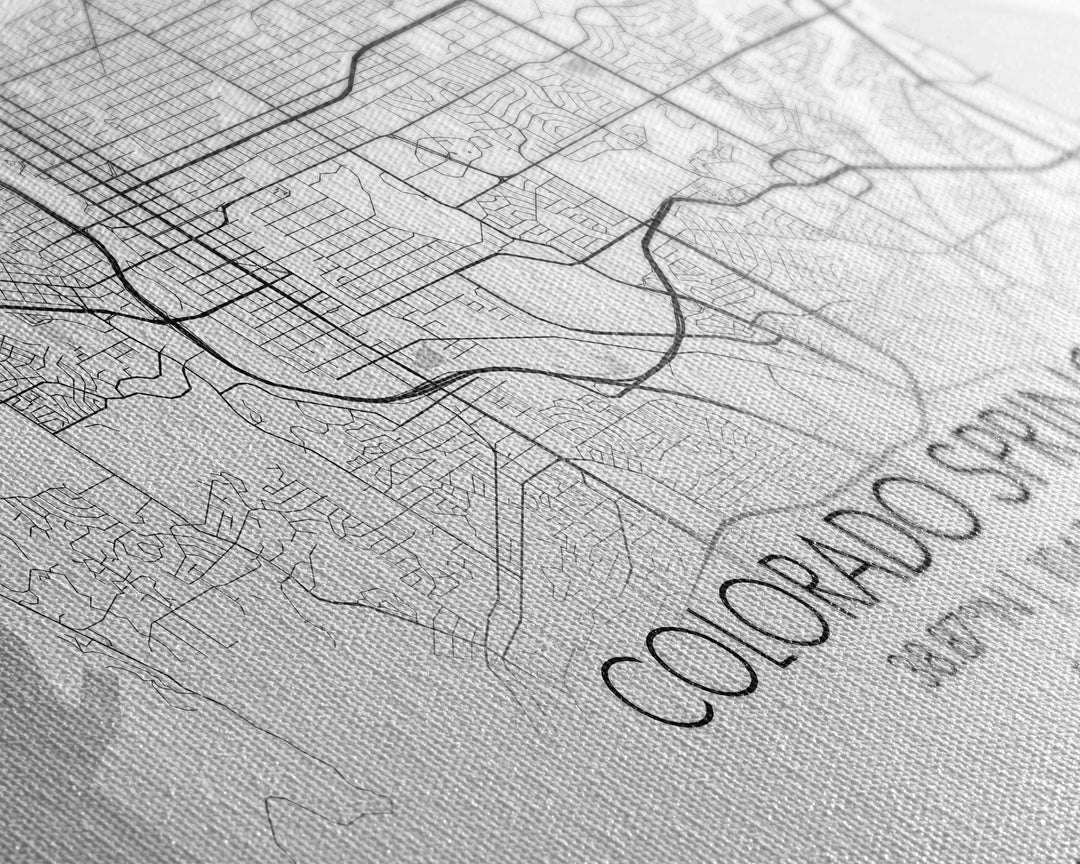 Colorado Springs Street Map, Colorado Map, Map Print, Modern Art, Wall Art, Canvas Art, Grandma Gifts, Classroom Wall Art, Dorm Wall Décor