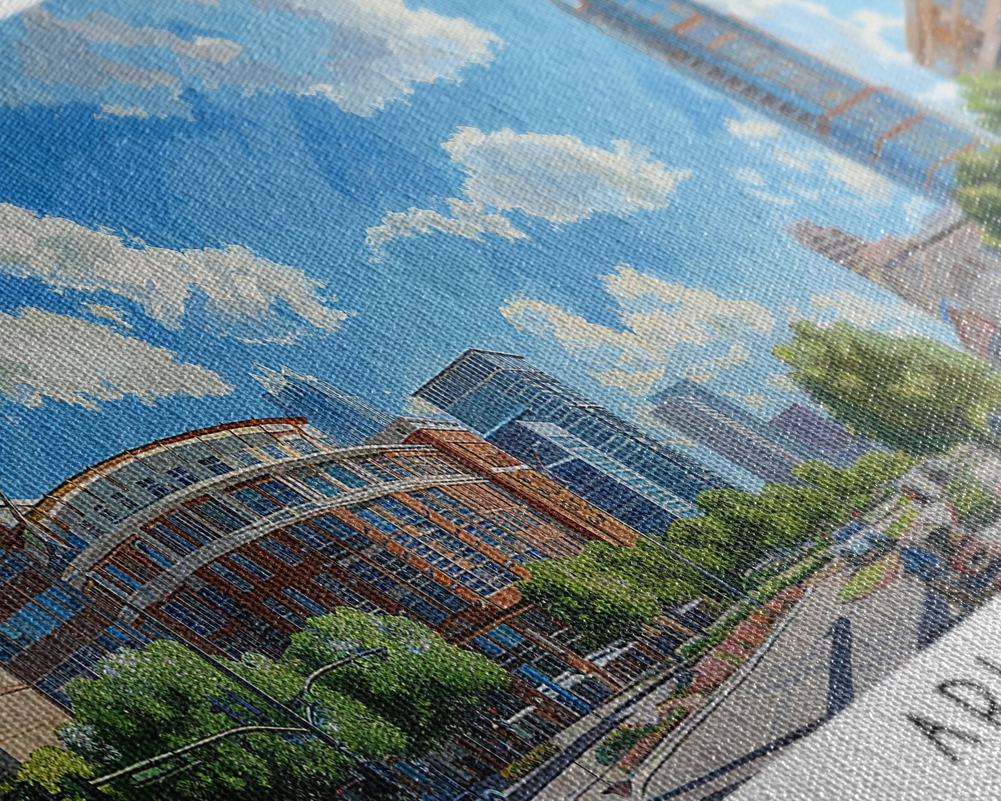 Arlington Texas Panoramic Watercolor Painting, Framed Canvas Print, Scenic City Art, Travel Poster, Home Decor, Wall Hanging, Office Wall Art