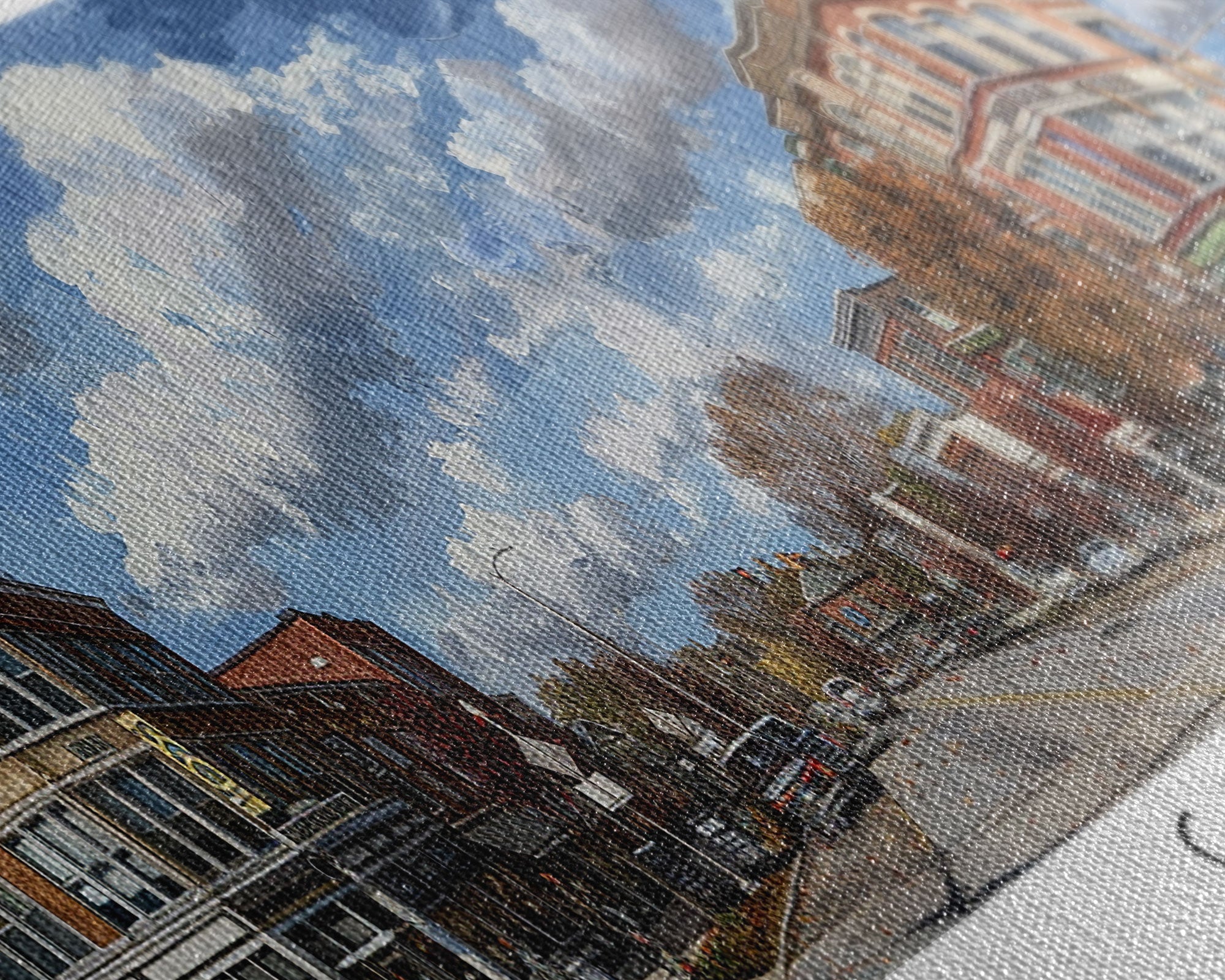 Carmel Indiana Panoramic Watercolor Painting Framed Canvas Print, Travel Poster Art, Home Decor, Picturesque Indiana Cityscape, Living Room Wall Art, Office Decoration, Gift for Art Lovers