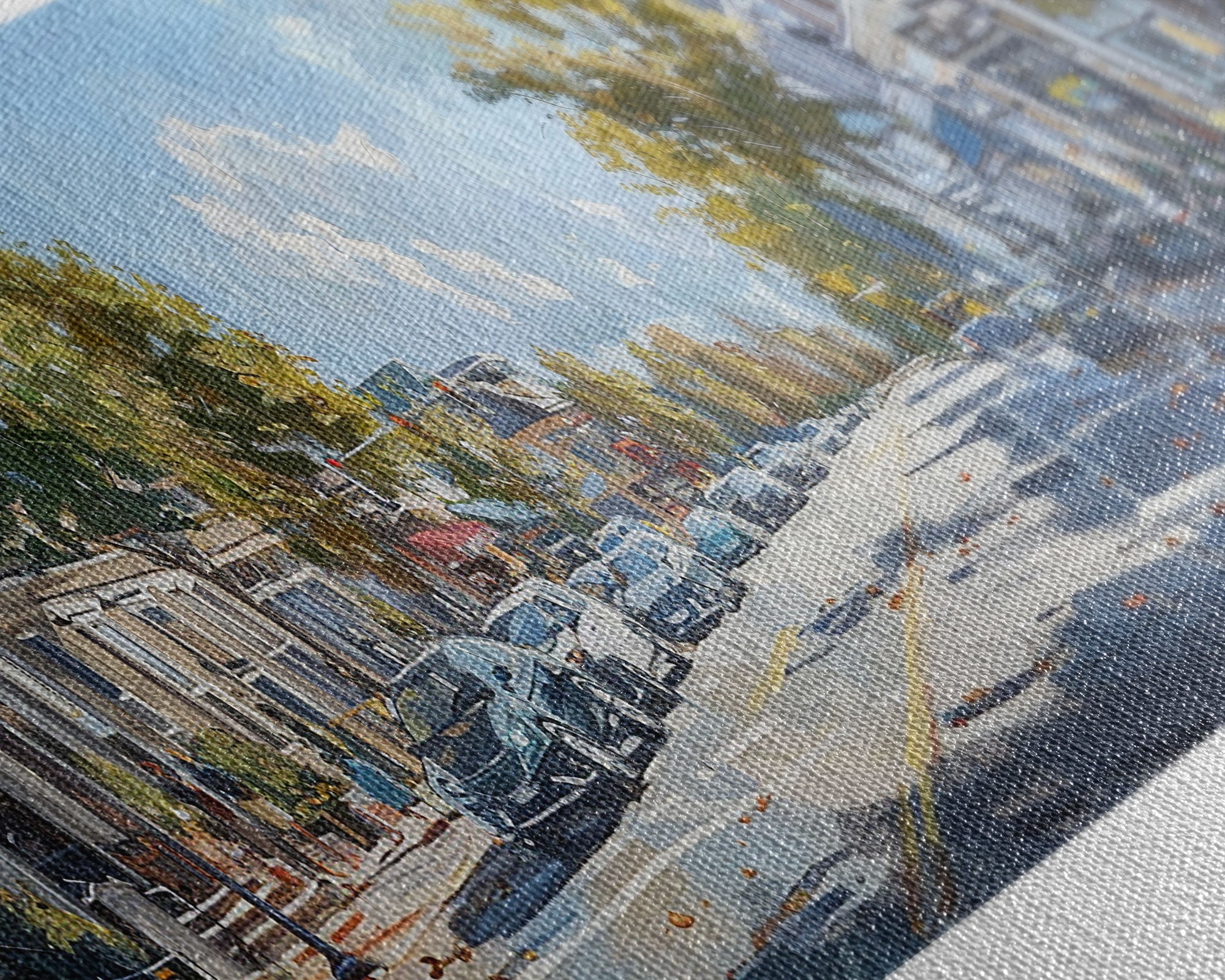 Cary North Carolina Panoramic Watercolor Painting Framed Canvas Print, Travel Poster Art, Home Decor, Picturesque North Carolina Landscape, Living Room Wall Art, Office Decoration, North Carolina Gift