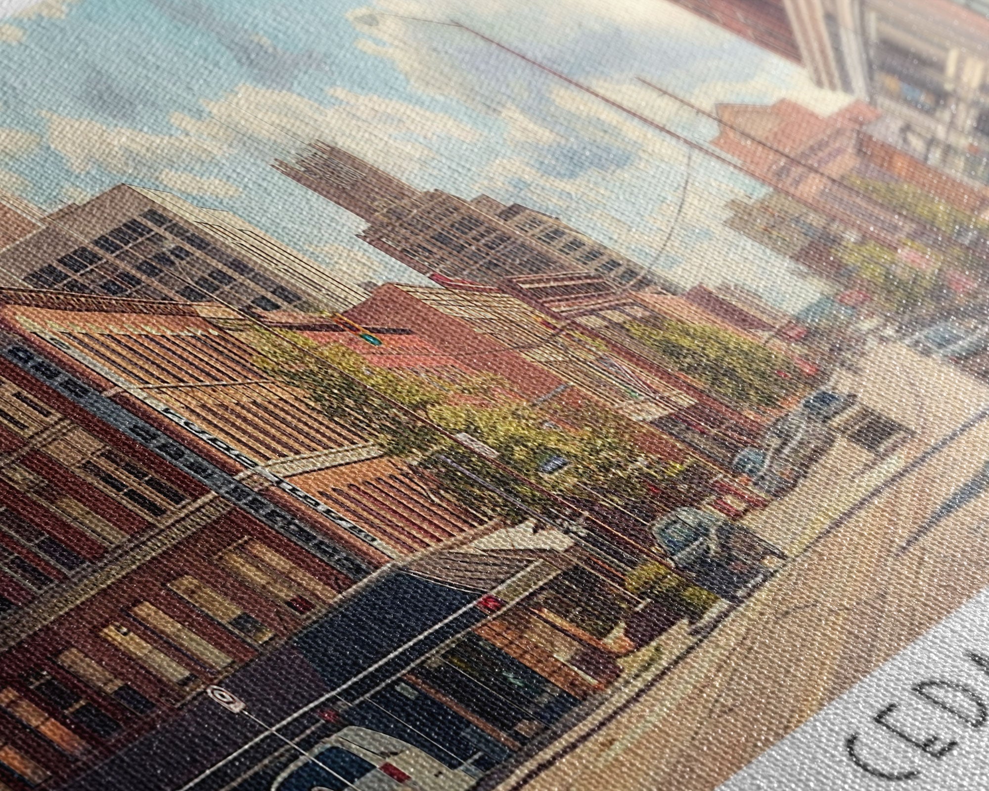 Cedar Rapids Iowa Panoramic Watercolor Painting Framed Canvas Print, Travel Poster Art, Home Decor, Iowa Cityscape, Living Room Decoration, Office Wall Art, Gift for Iowans